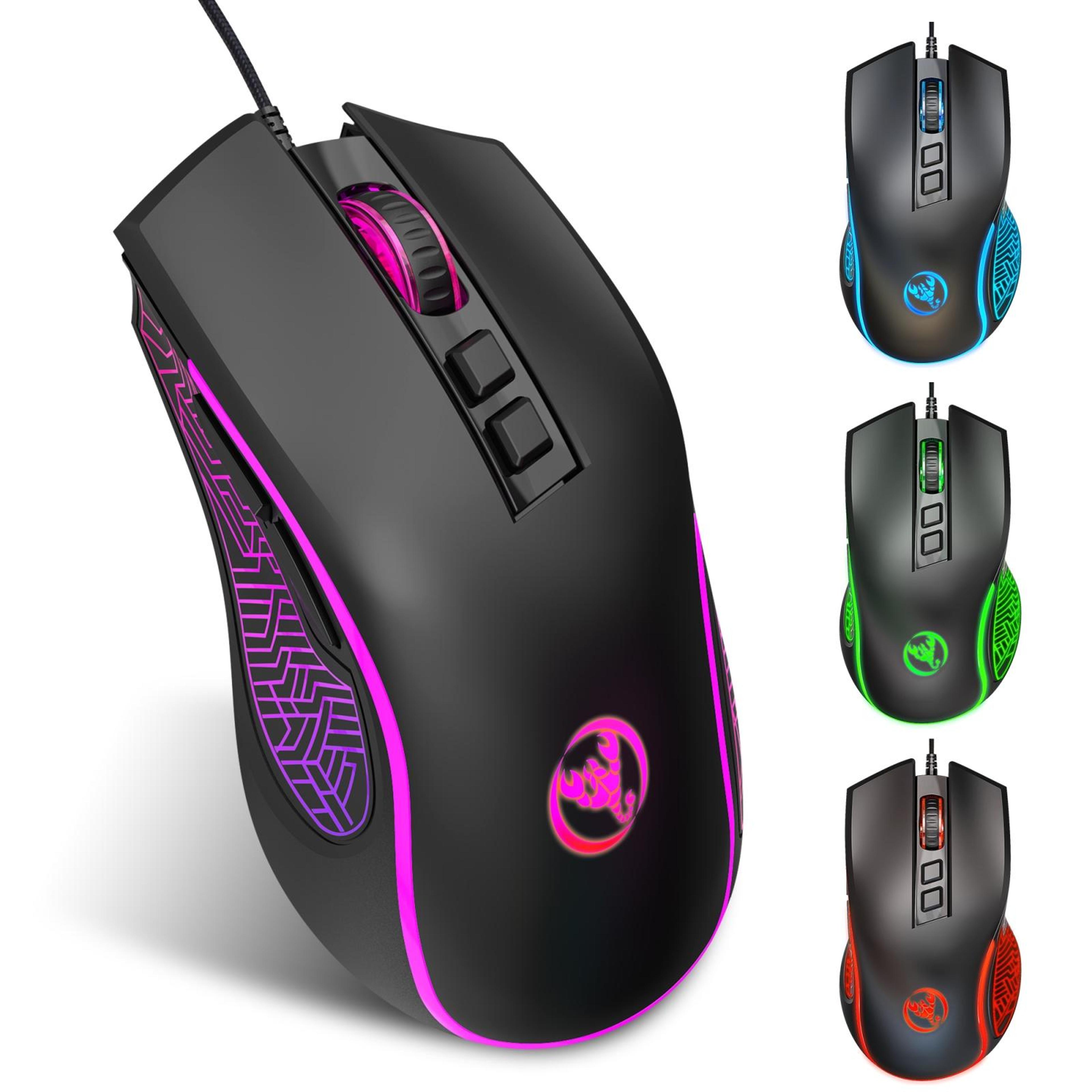 hxsj x100 wired gaming mouse 3600 dpi gaming mouse with 7 buttons rgb led