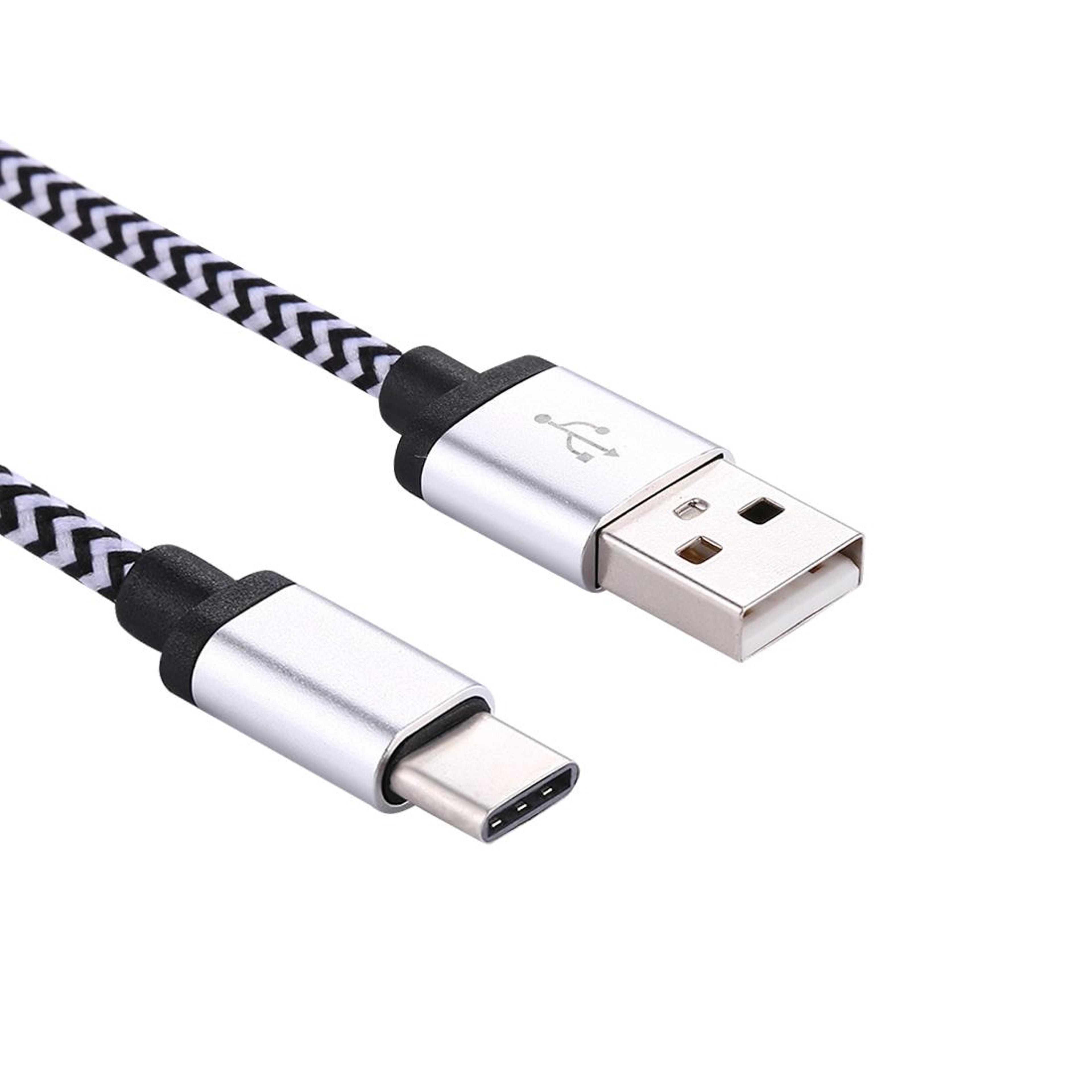 1m usb-c charging cable woven type-c data sync cable with durable metal connectors