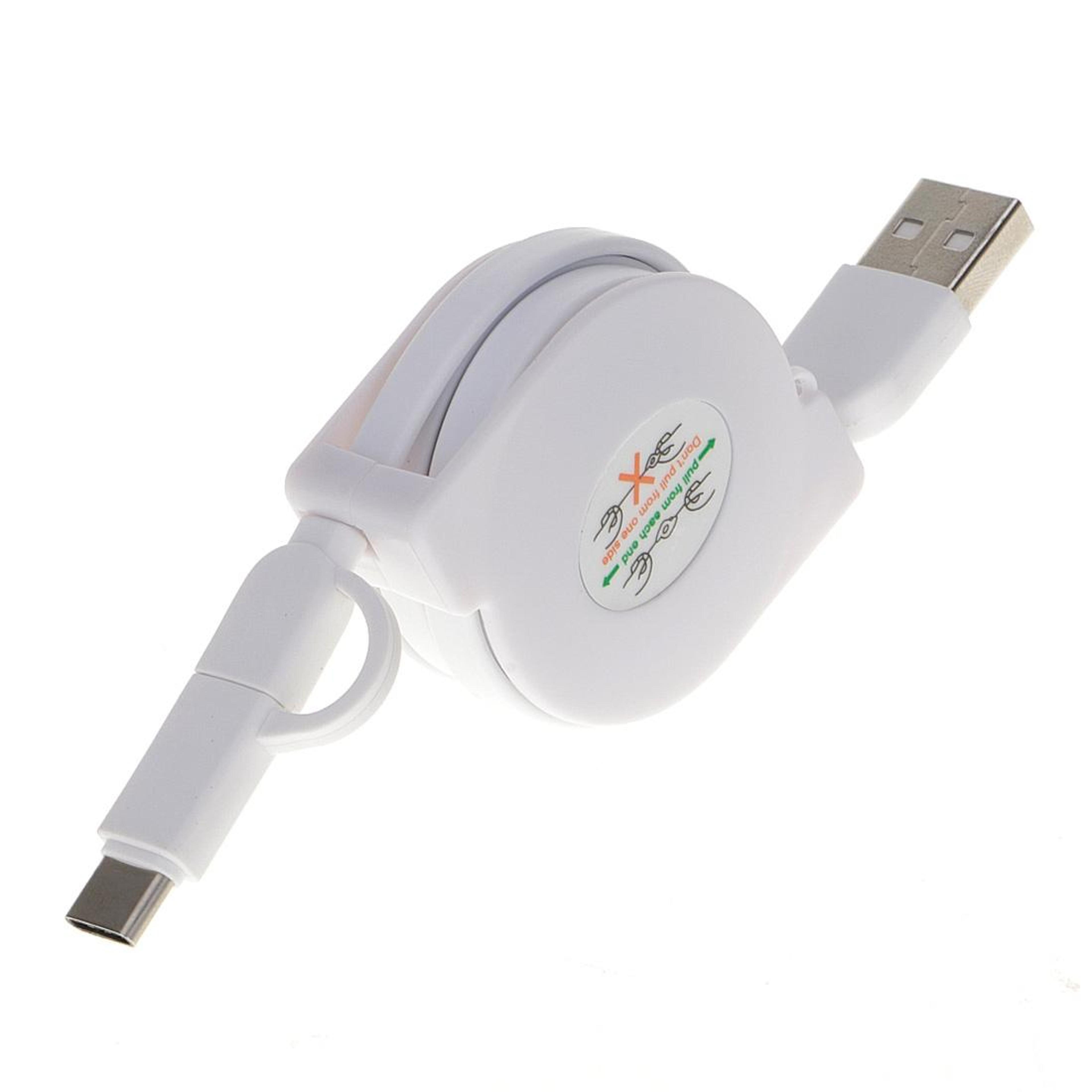 2-in-1 retractable charging cable 1m 2a usb-c & micro usb fast data sync cable