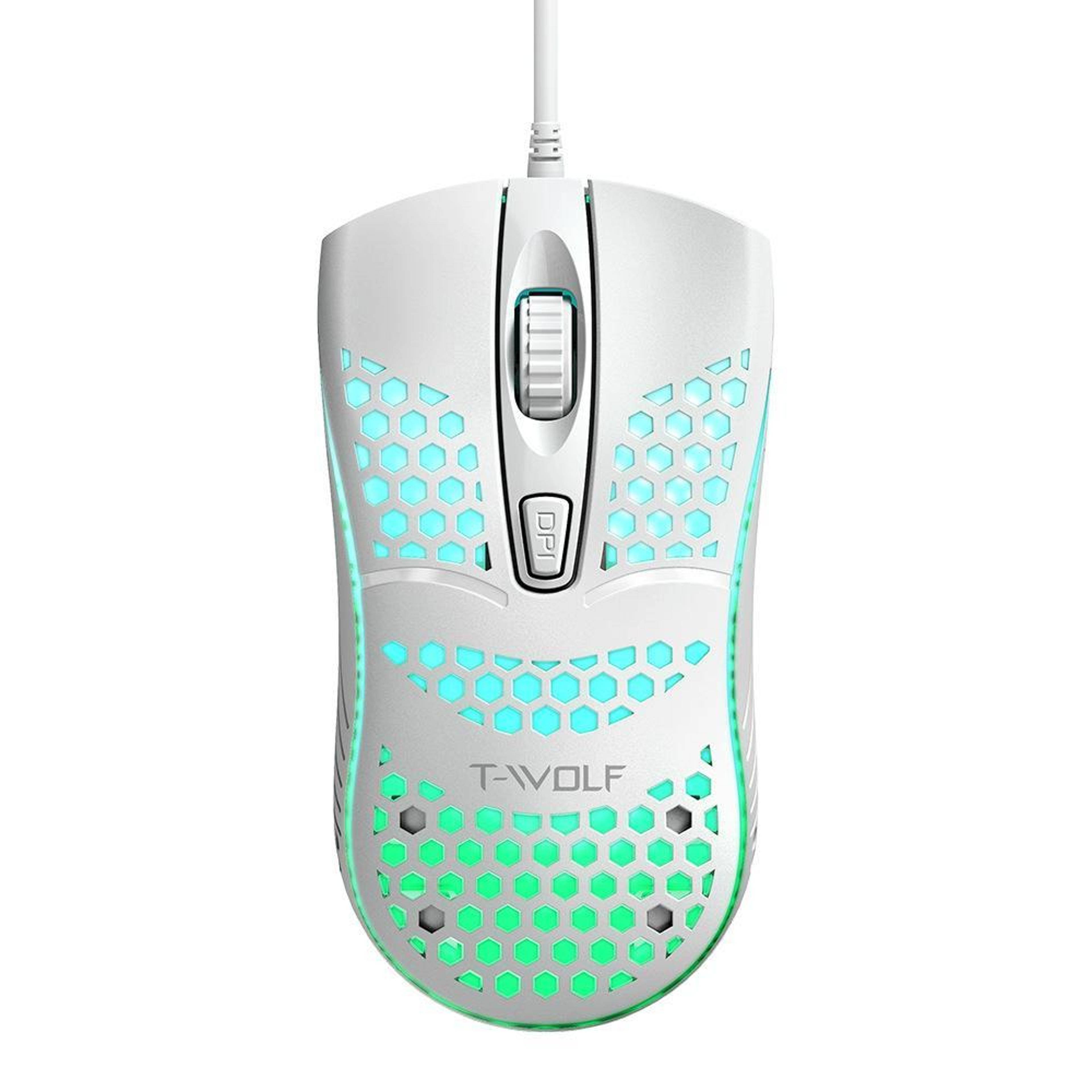 t-wolf v15 wired gaming mouse with rgb honeycomb ergonomic usb design