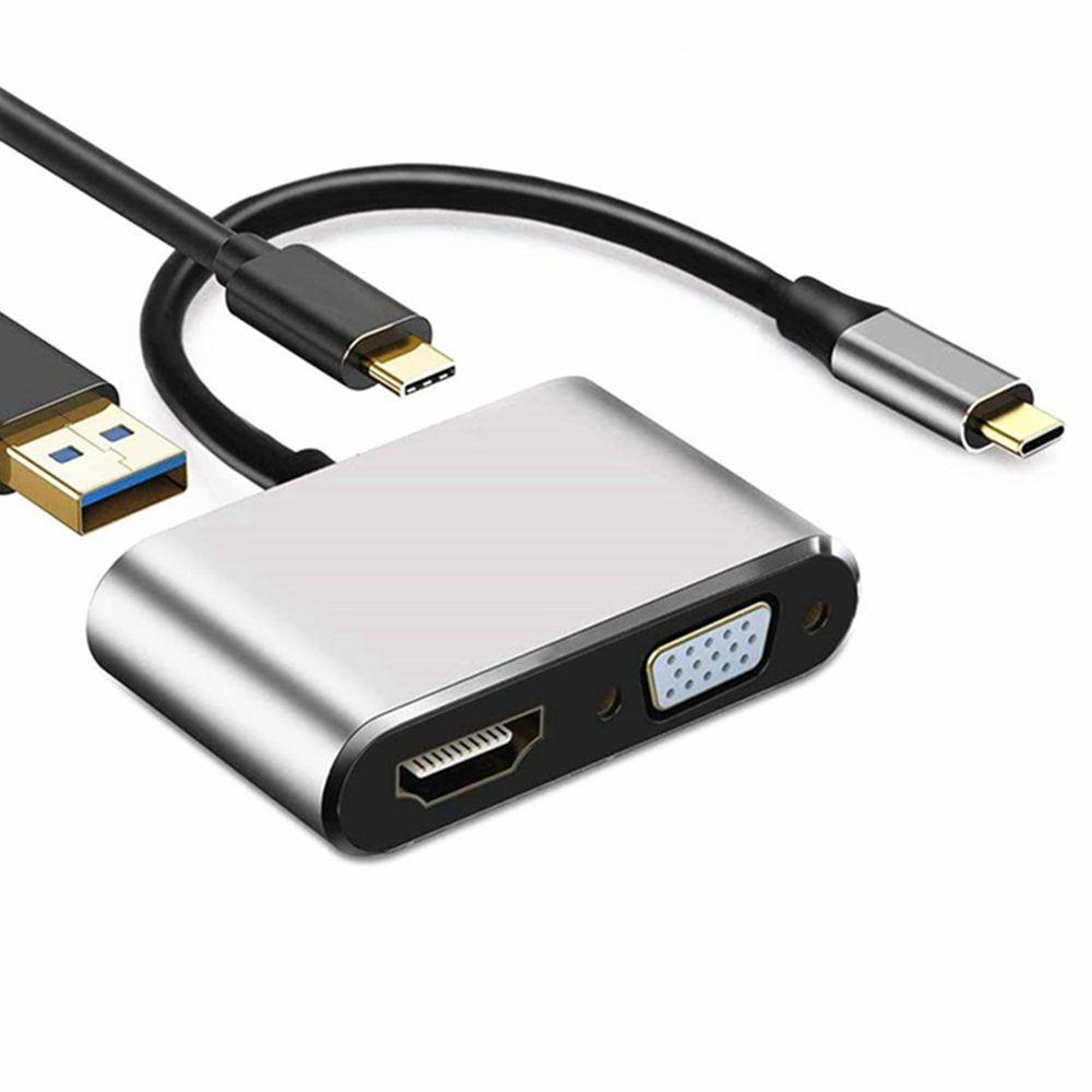 4 in 1 usb c to hdmi vga adapter hub with 4k display usb 3.0 pd charging for macbook switch and samsung