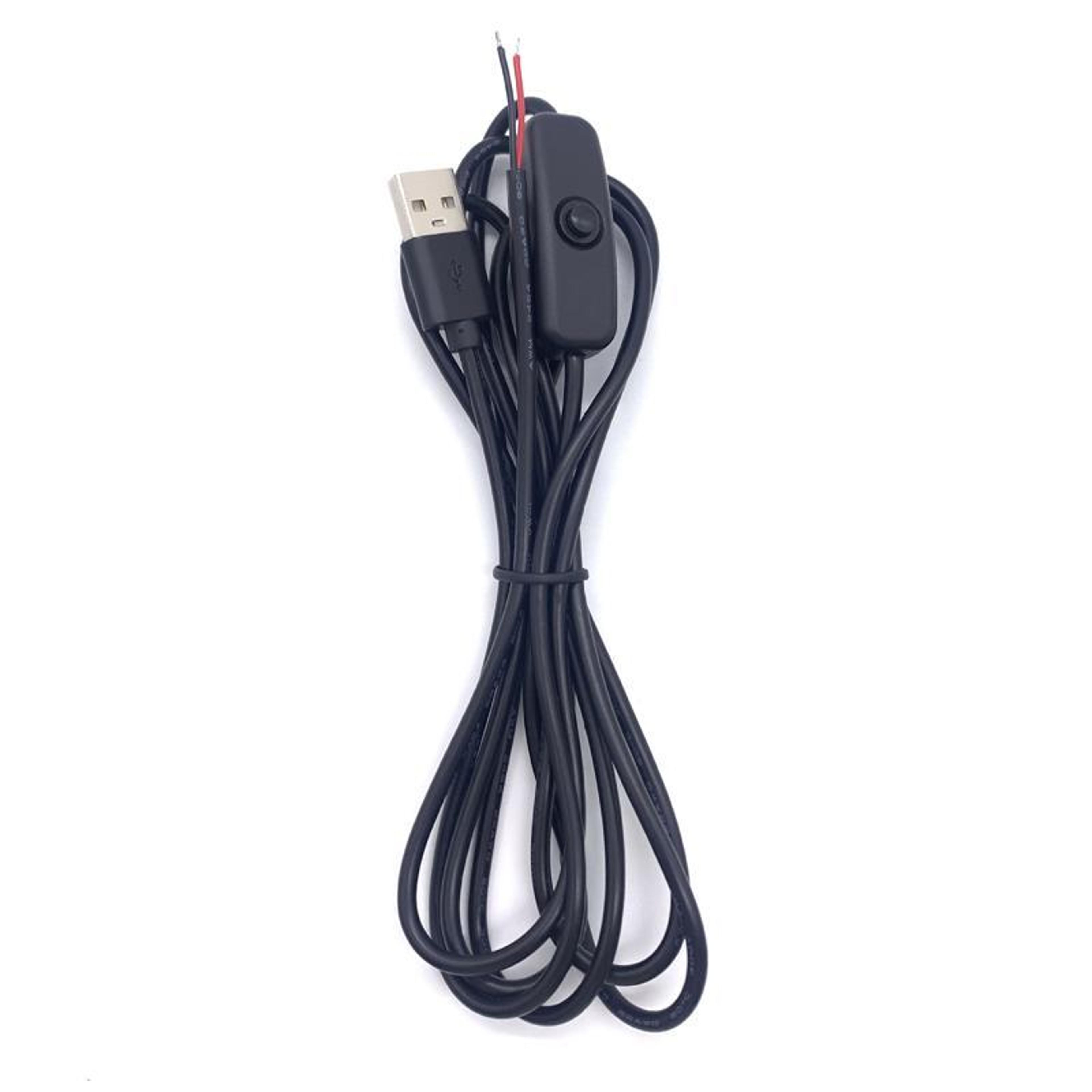 2 pin usb power cable with on off switch for led light strip plant grow light 2m