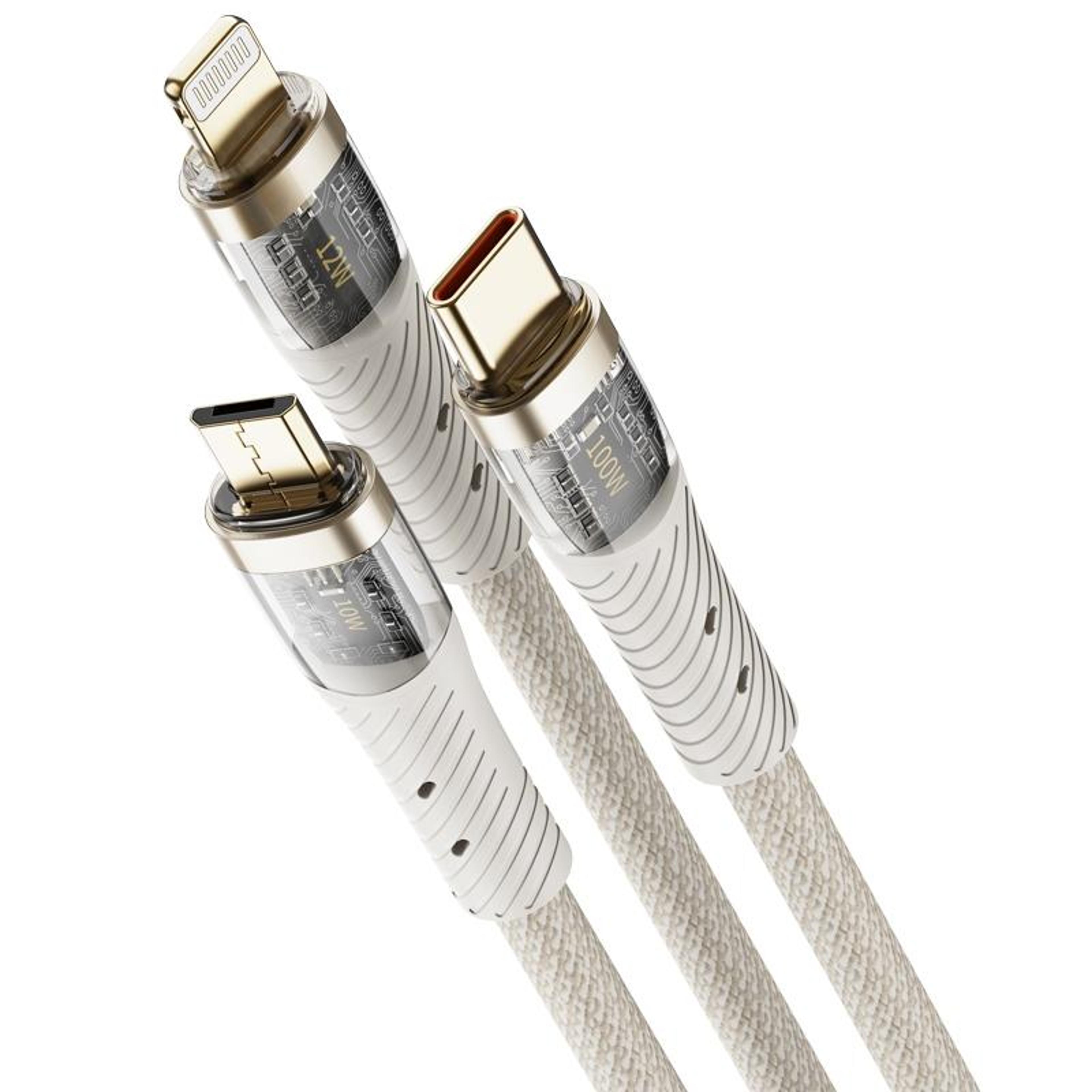 rock g20 100w fast charging cable 3 in 1 usb c fast charging data cable 1.5m