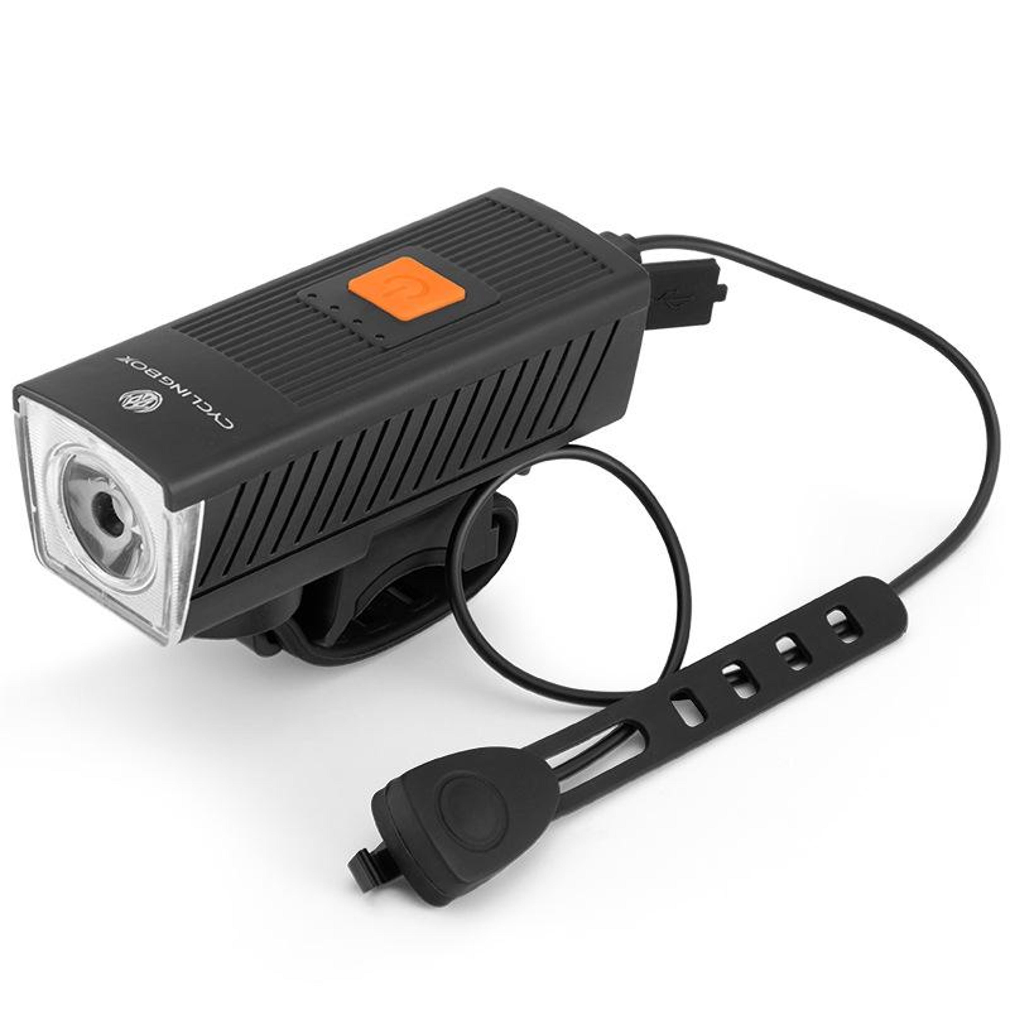 cyclingbox usb rechargeable bike headlight with 130db horn for mountain cycling