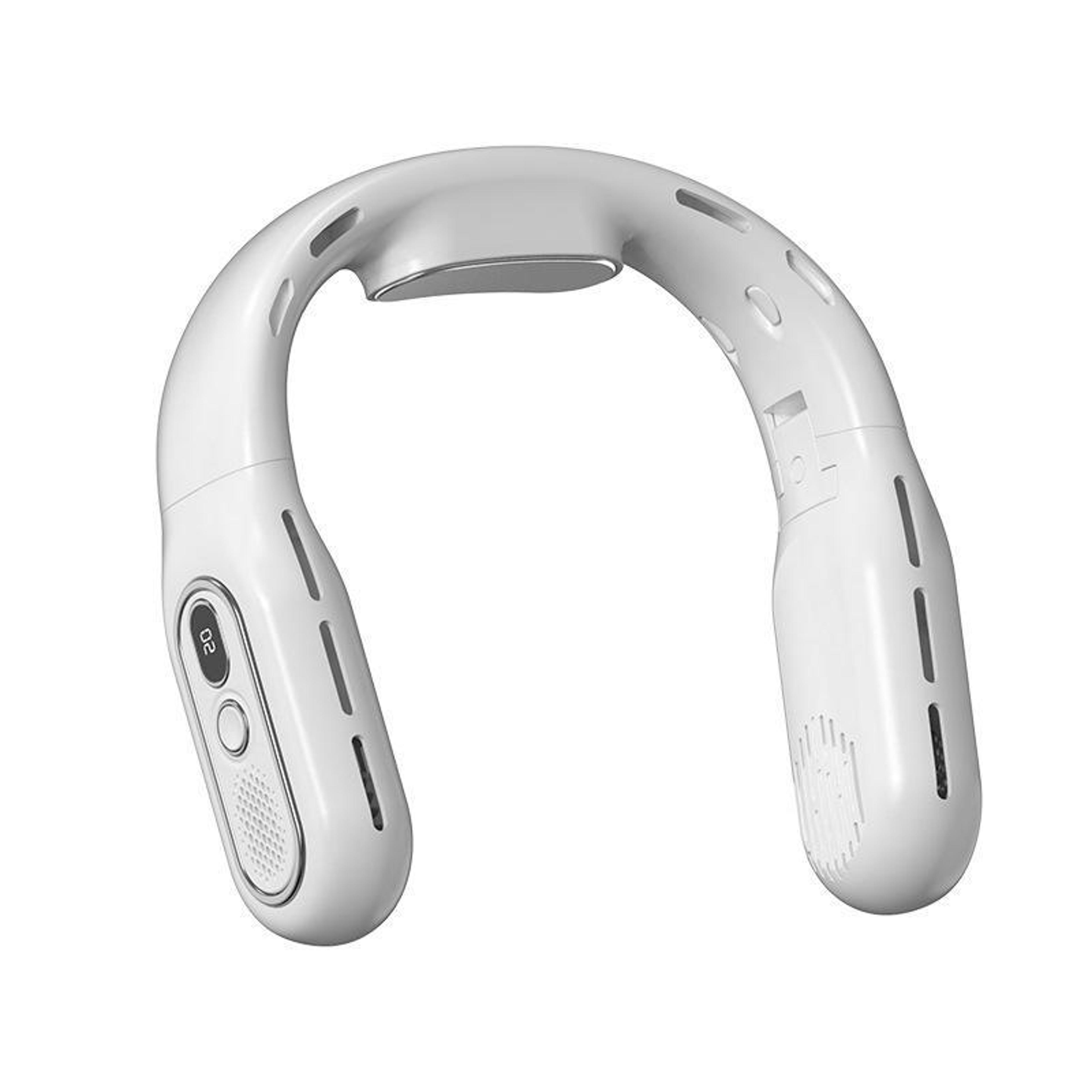 portable bladeless neck fan with lcd display foldable wearable cooling fan usb rechargeable