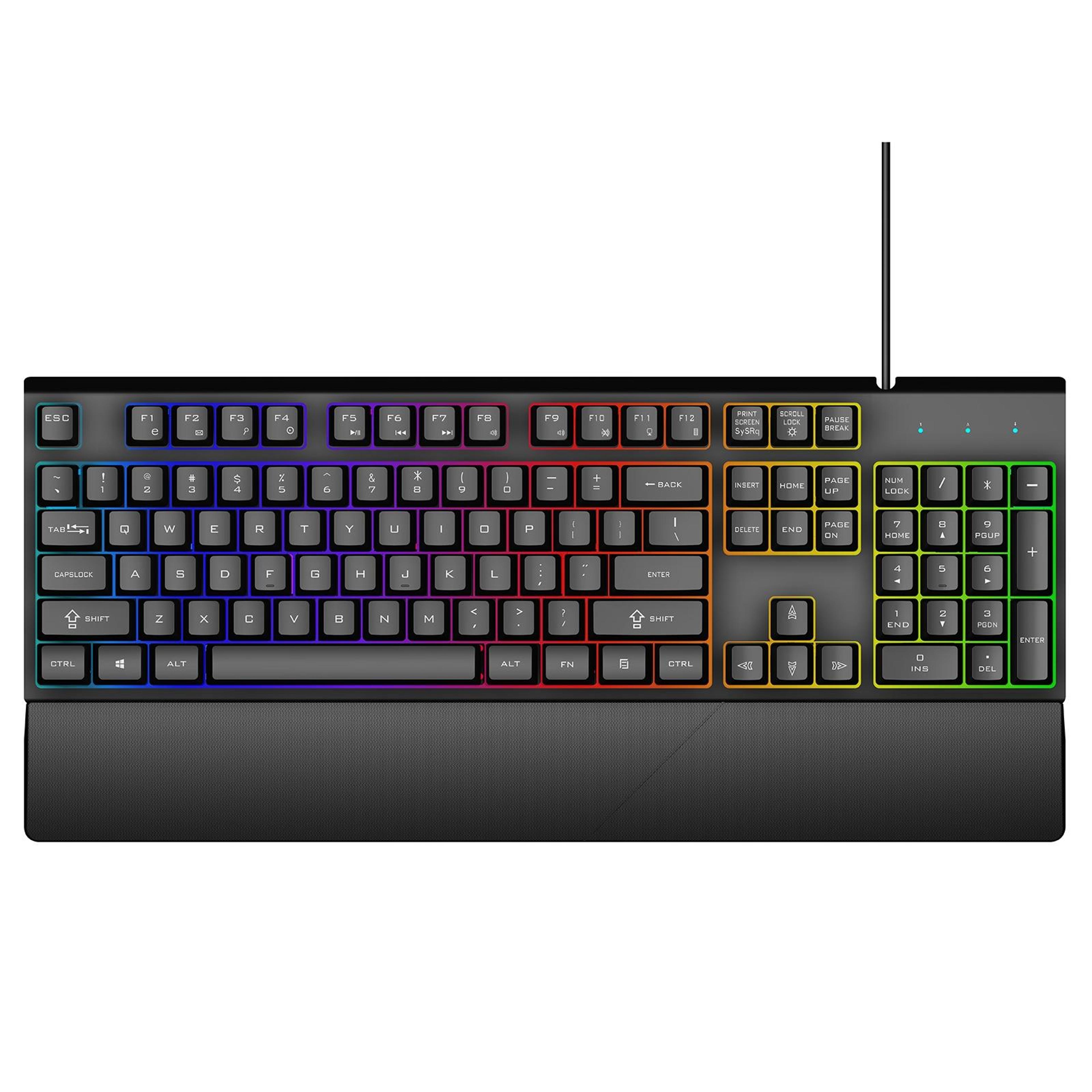 gk60 gaming keyboard usb 104 key keyboard with metal panel and wrist rest