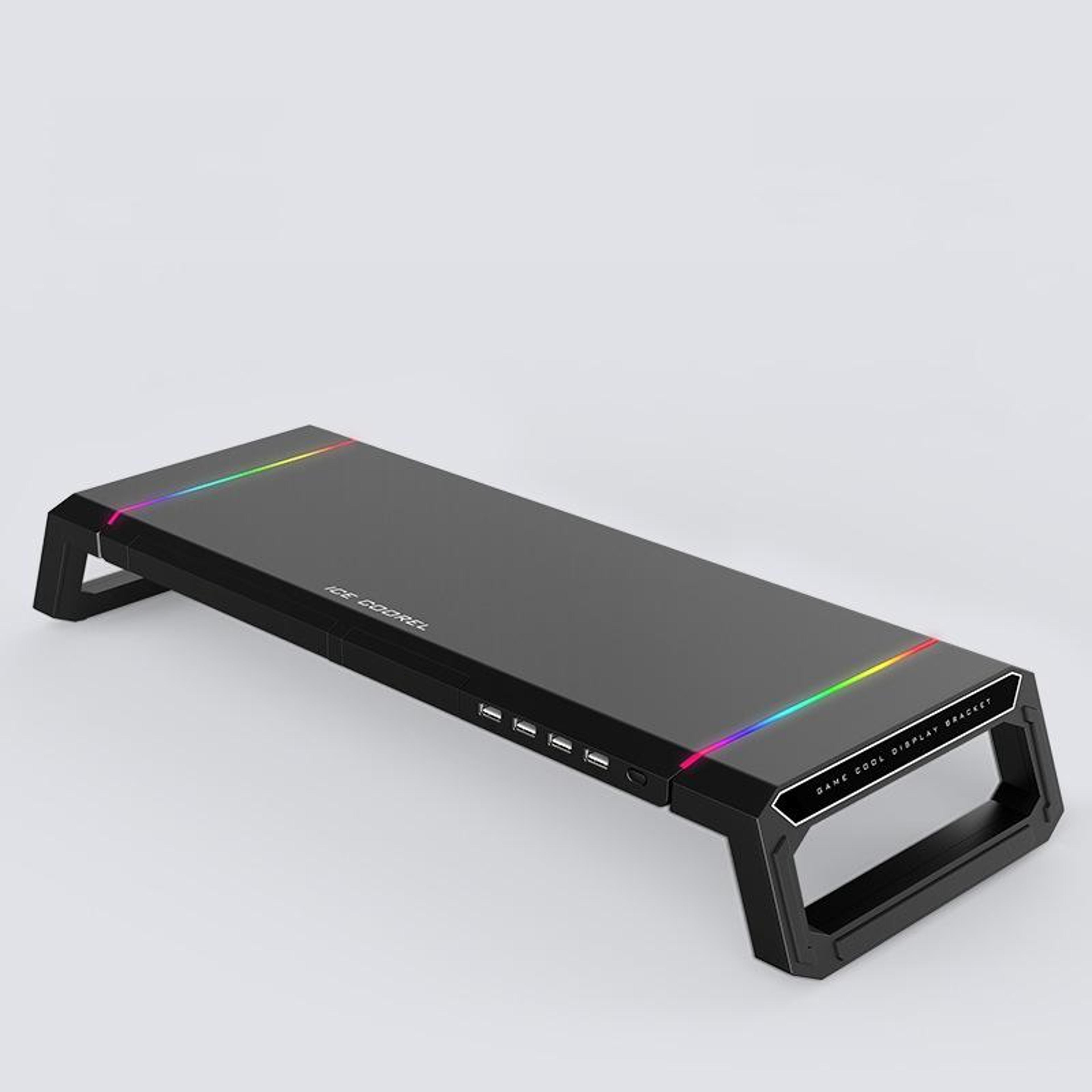 ice coorel rgb laptop stand with usb expansion hub foldable monitor stand desk organizer