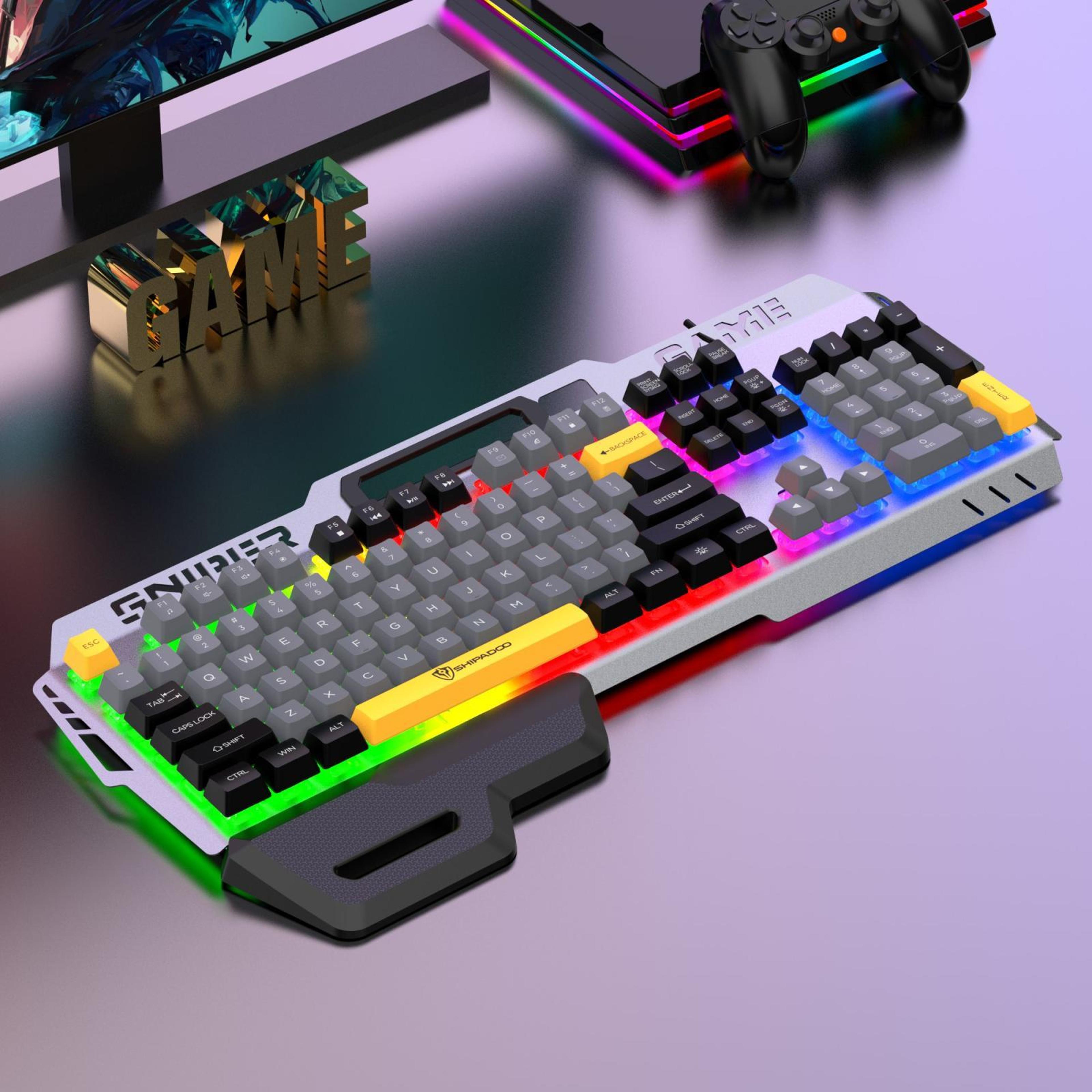 shipadoo gk50 wired gaming keyboard with rgb backlit 104 key usb gaming keyboard