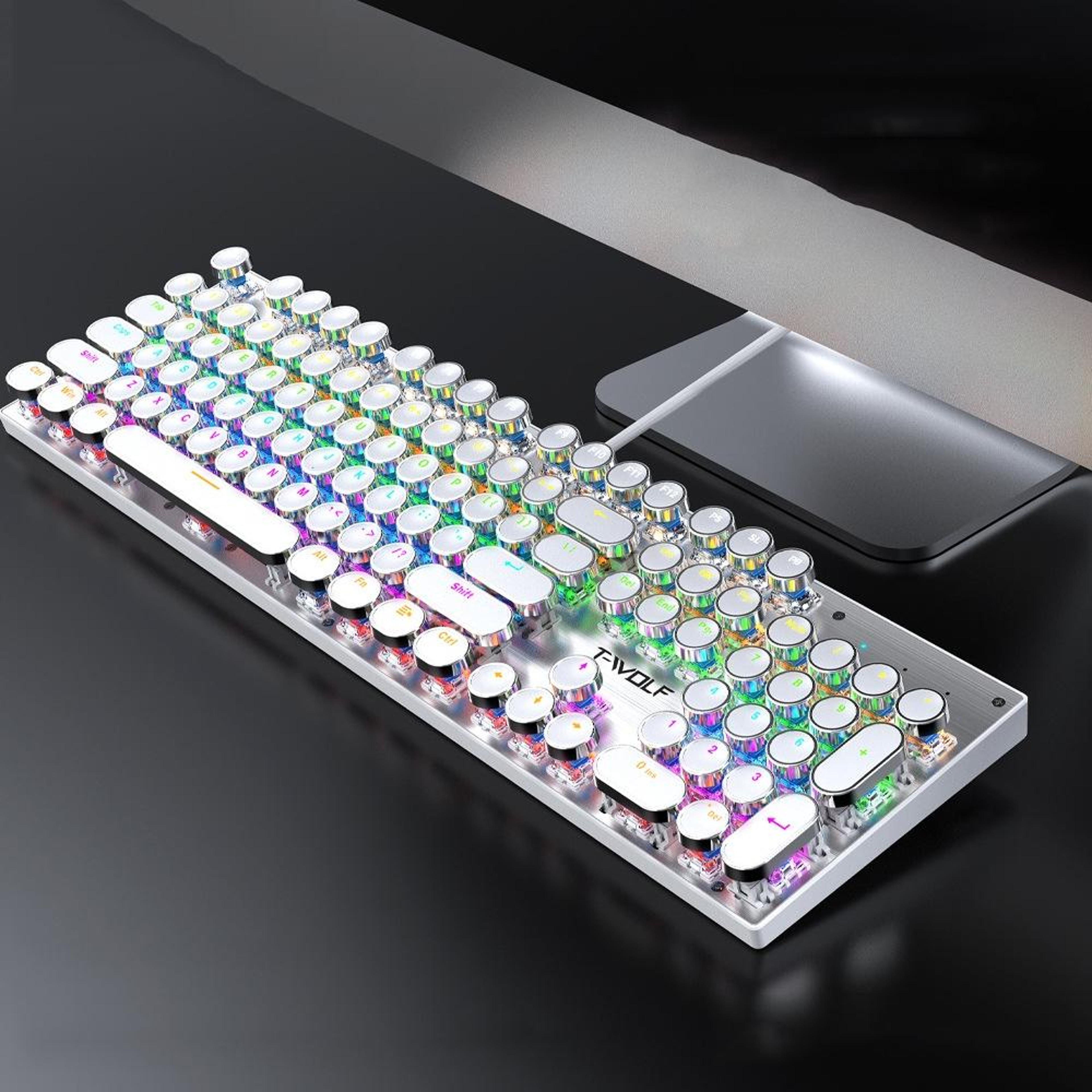 t-wolf t75 mechanical gaming keyboard with rgb backlit keyboard 104 keys for pc and mac