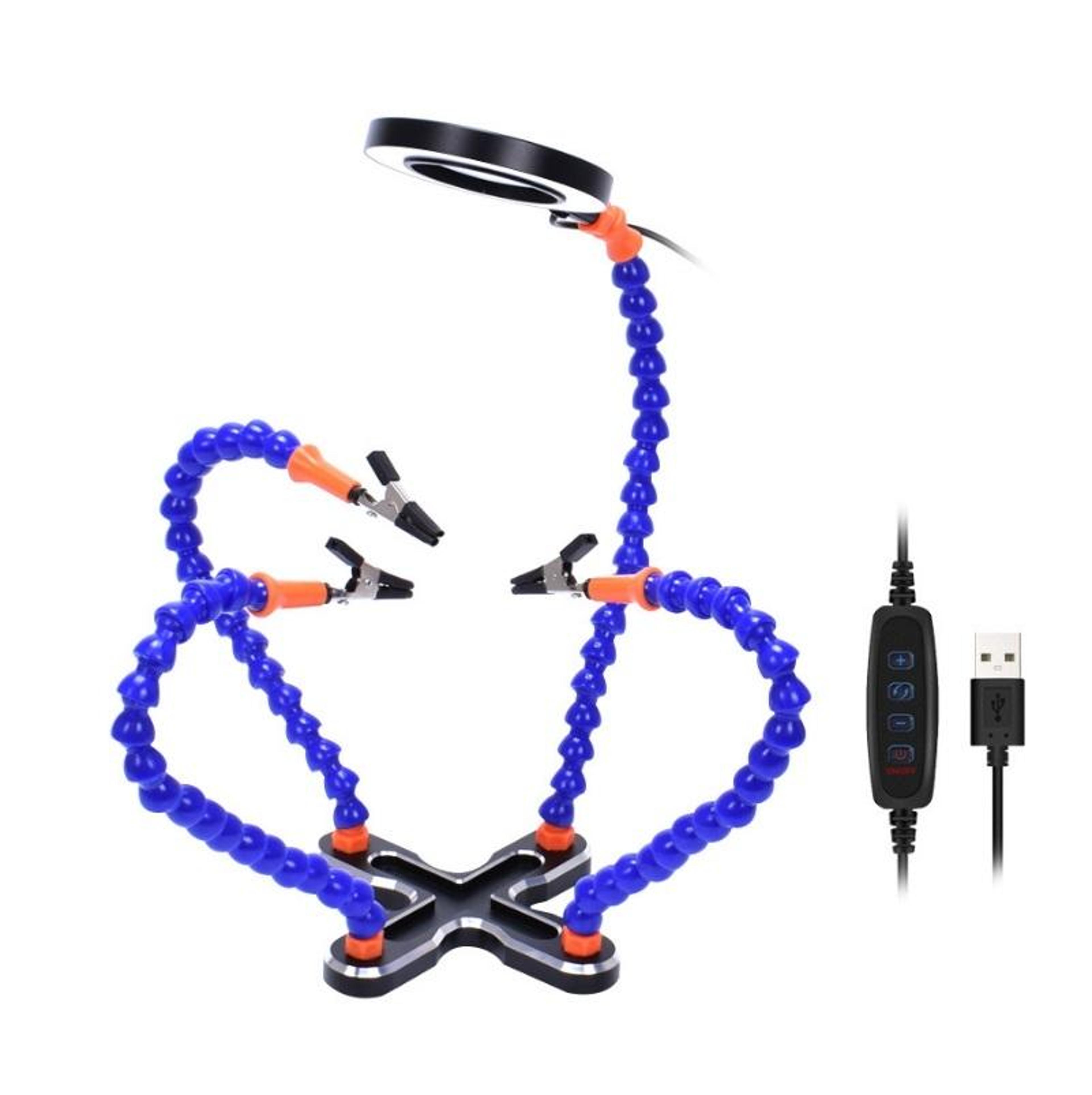 helping hands soldering station with soldering magnifier 4 flexible arms led light for pcb model repair