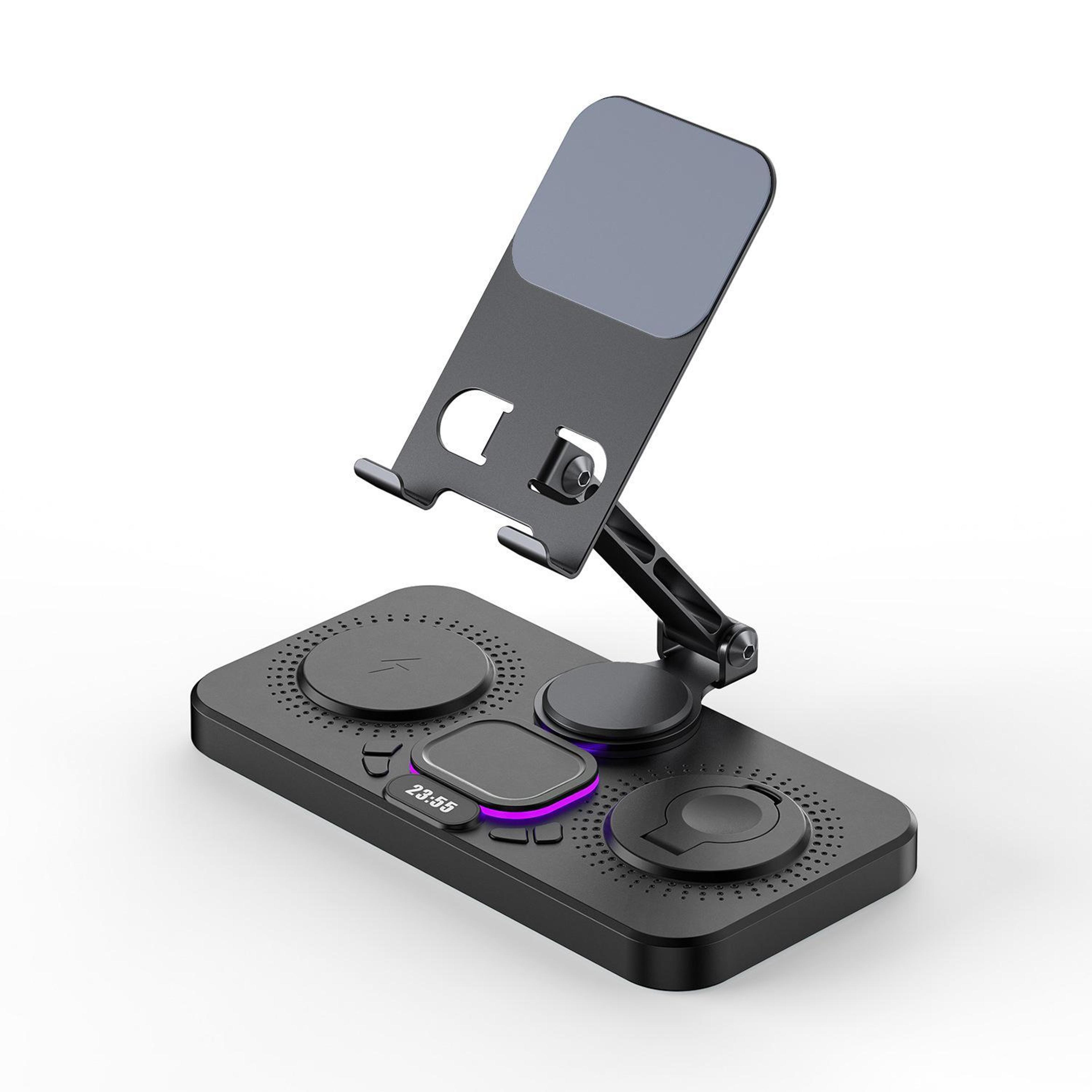 4 in 1 wireless charging station magnetic foldable stand with clock for iphone apple watch airpods and tablet
