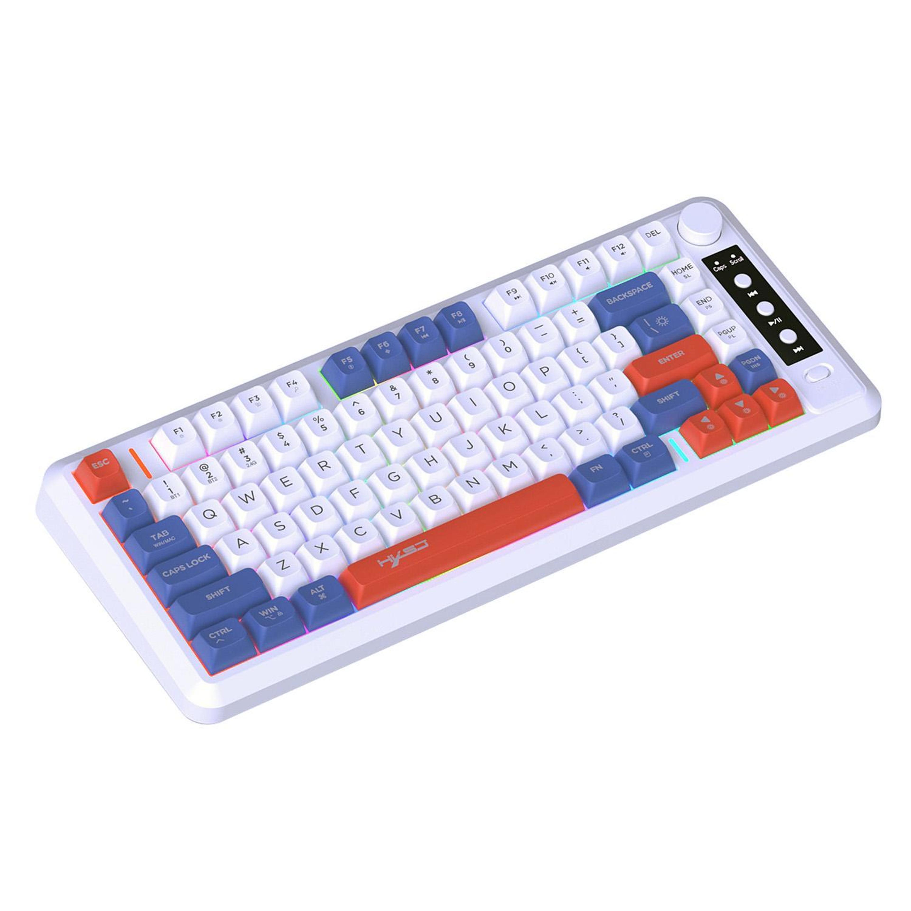 hxsj l400 tri mode wireless keyboard with rgb backlit 81 keys for pc laptop tablet