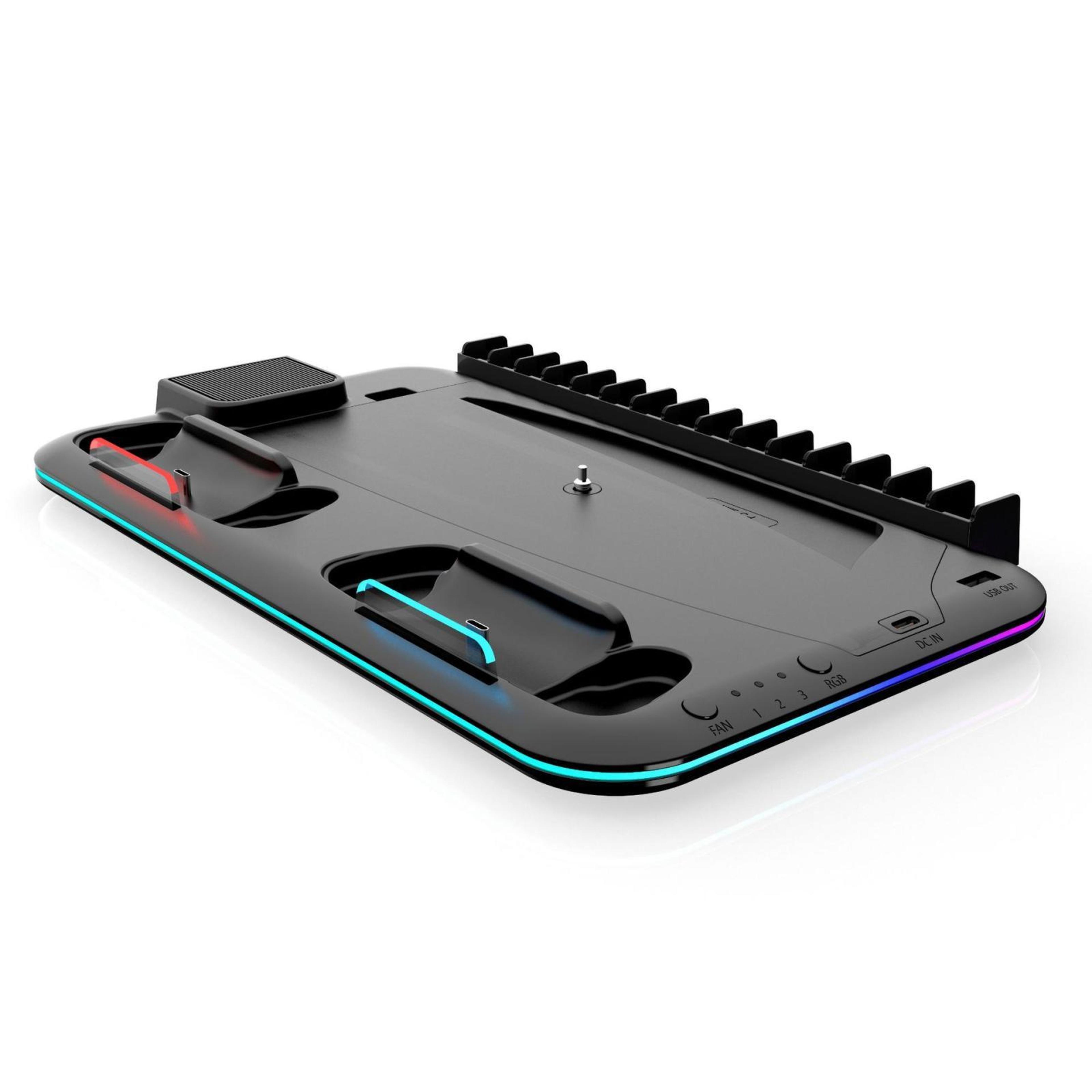 ps5 cooling stand with dual controller charging station and game storage for ps5 slim pro