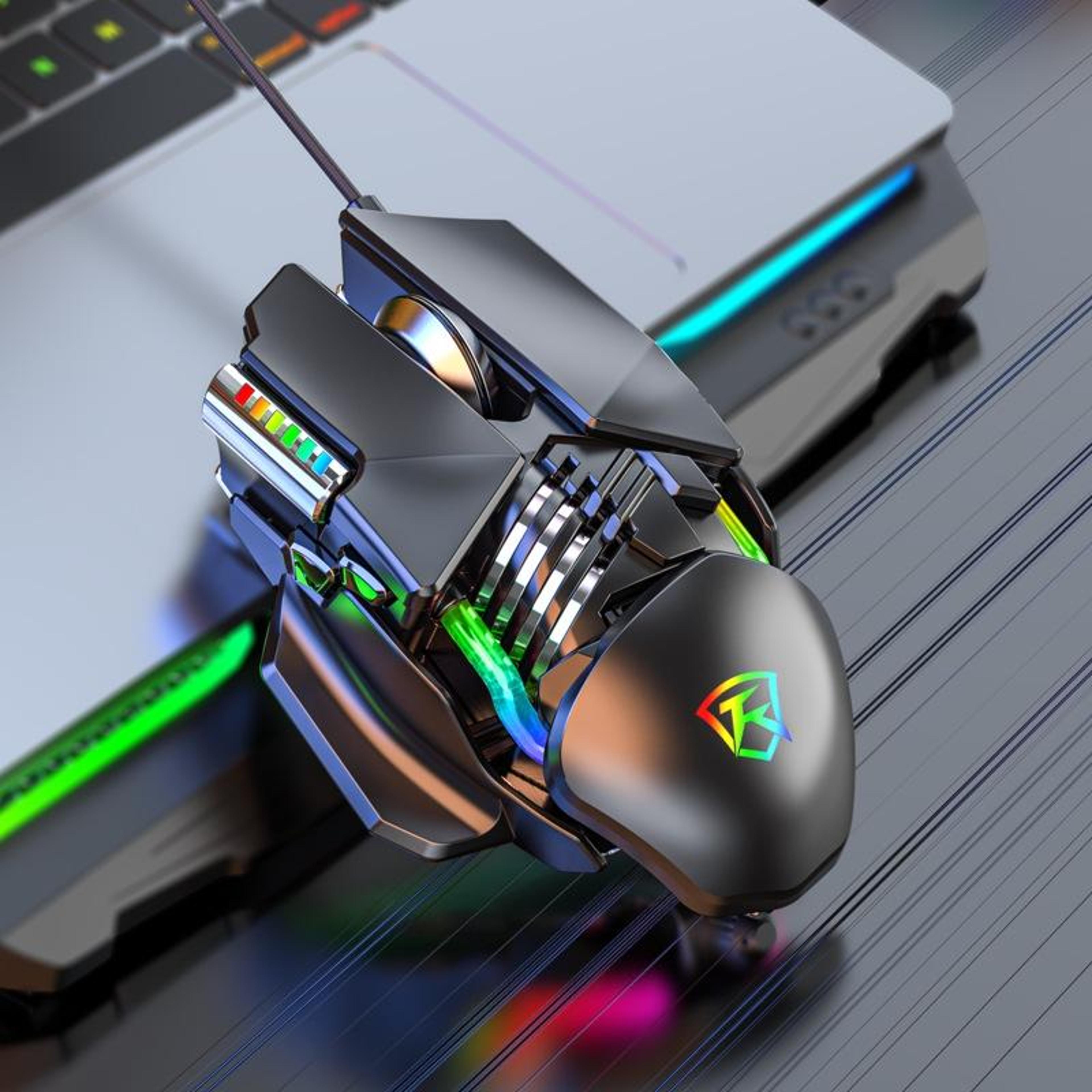 y-fruitful p3 6 keys rgb lighting adjustable wired mouseblack