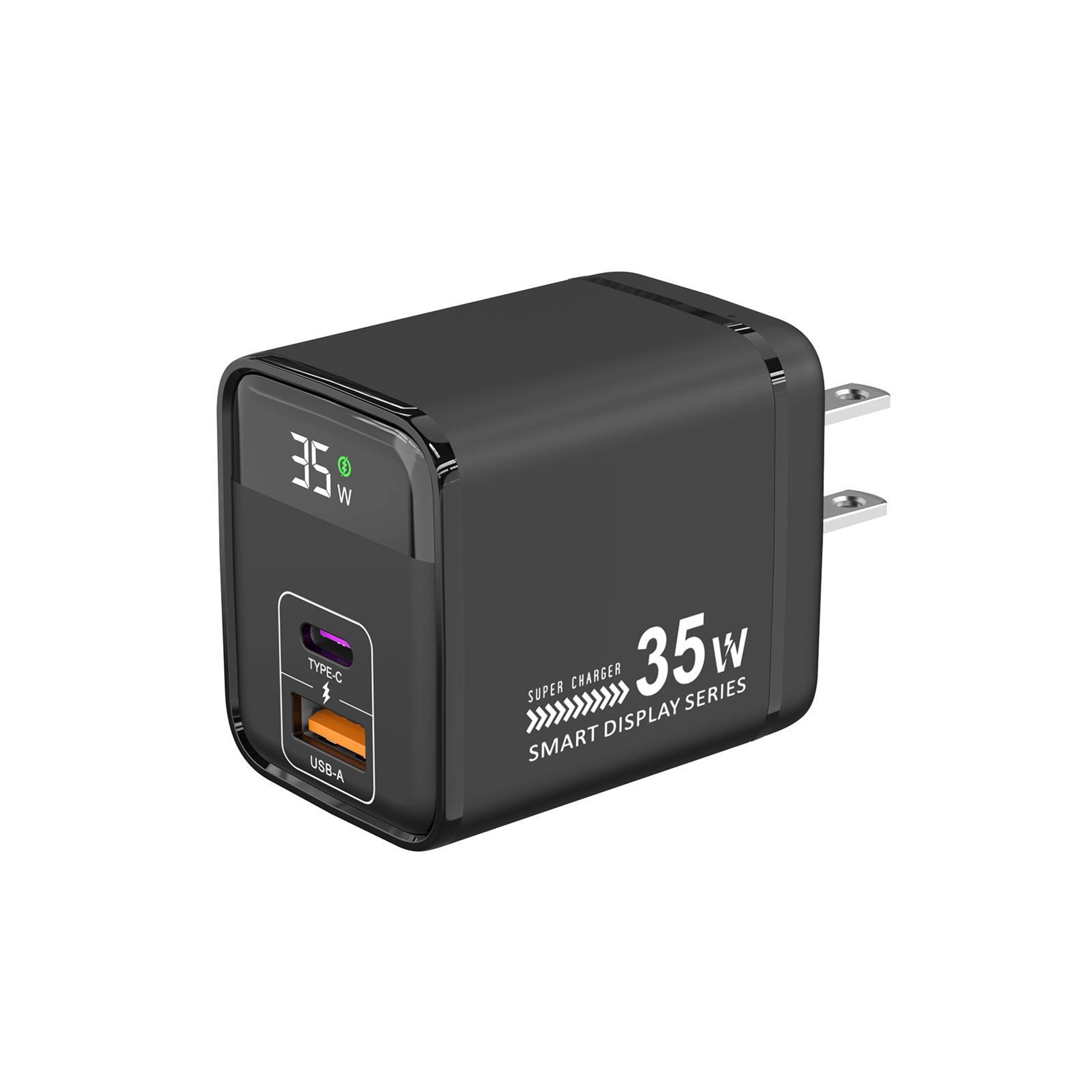 35w usb c charger dual port fast wall charger with digital display pd 3.0 us plug