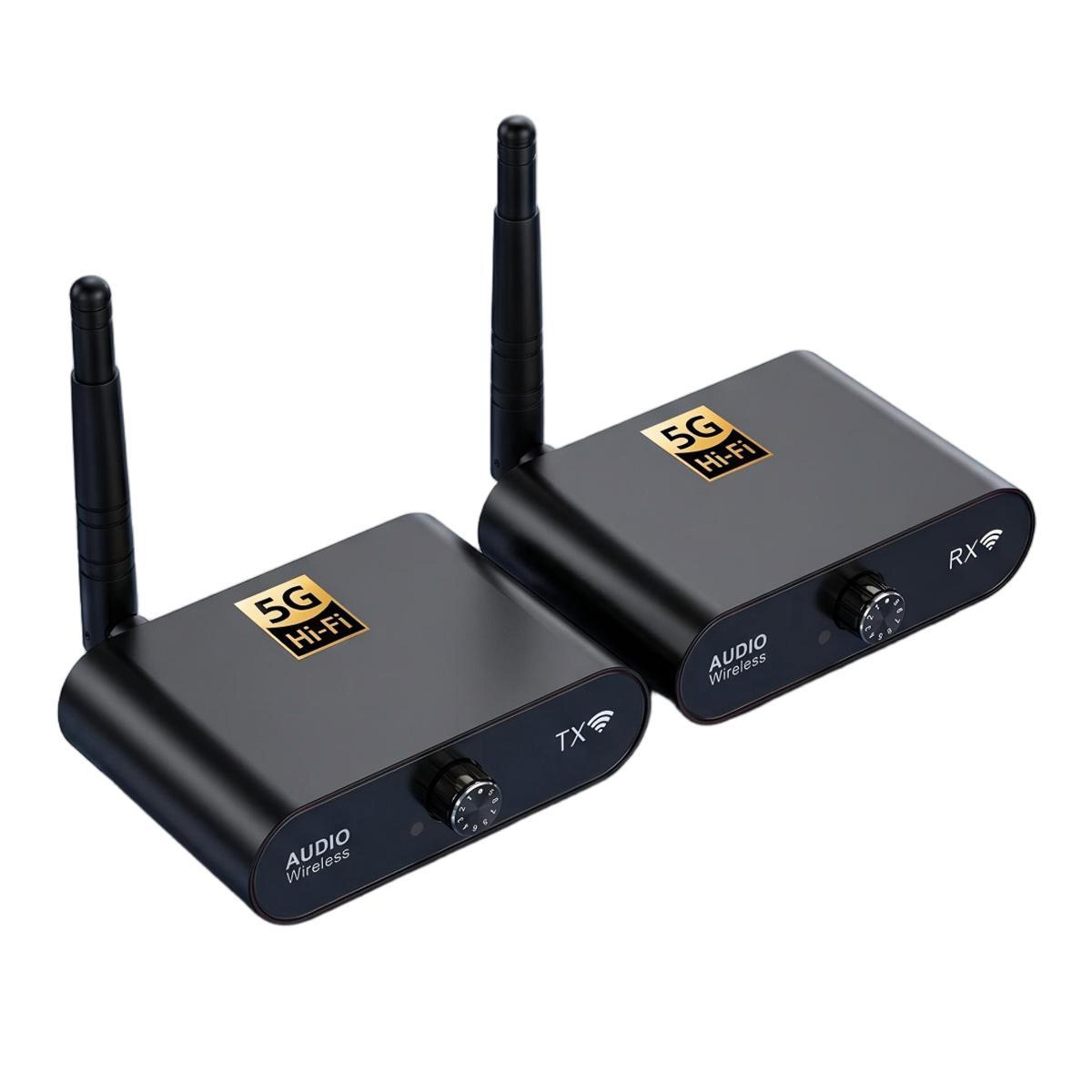 au5810 wireless audio transmitter and receiver kit 5.8ghz 100m long range rca aux audio adapter