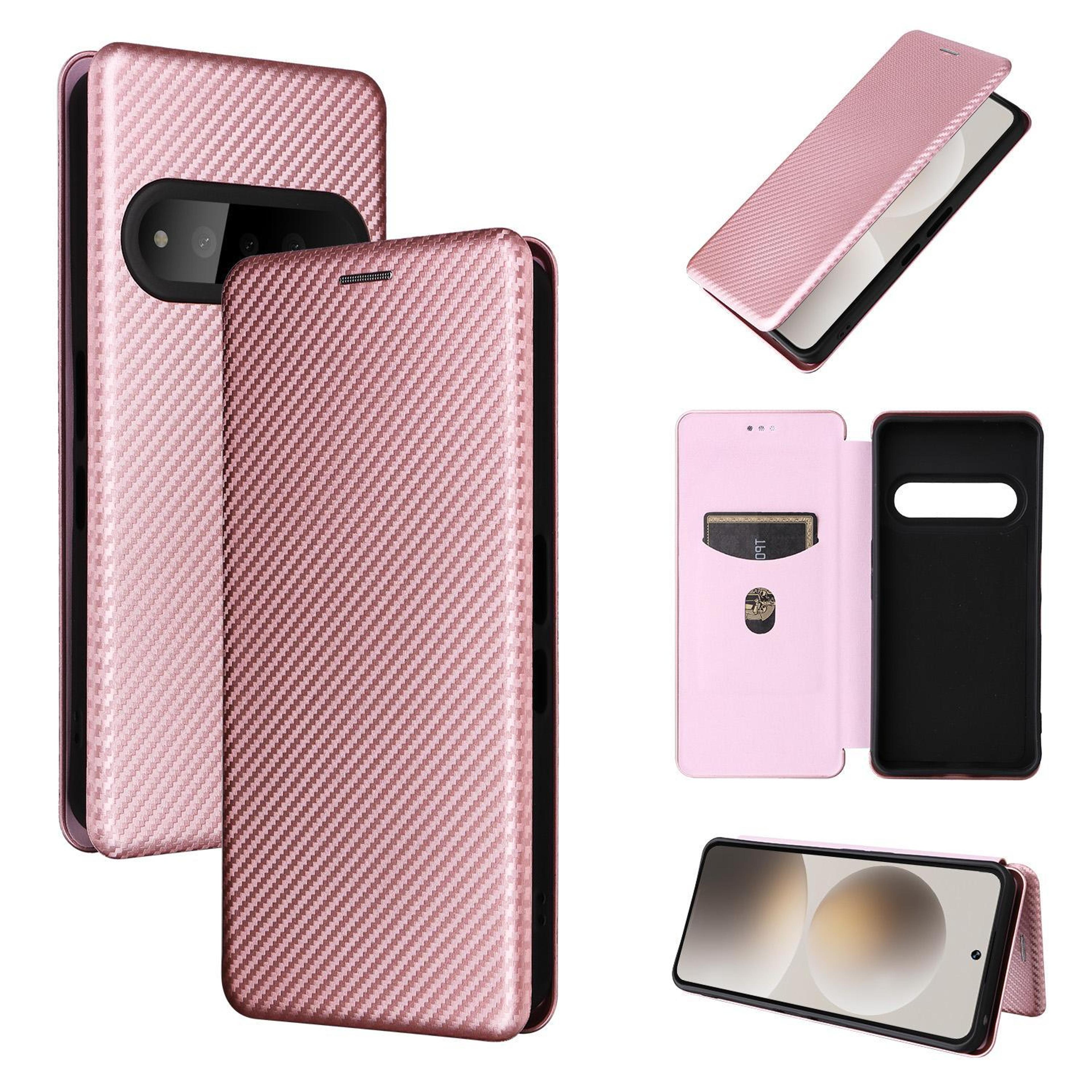 natural ai phone 5g flip leather phone case with carbon fiber case texture and card holder