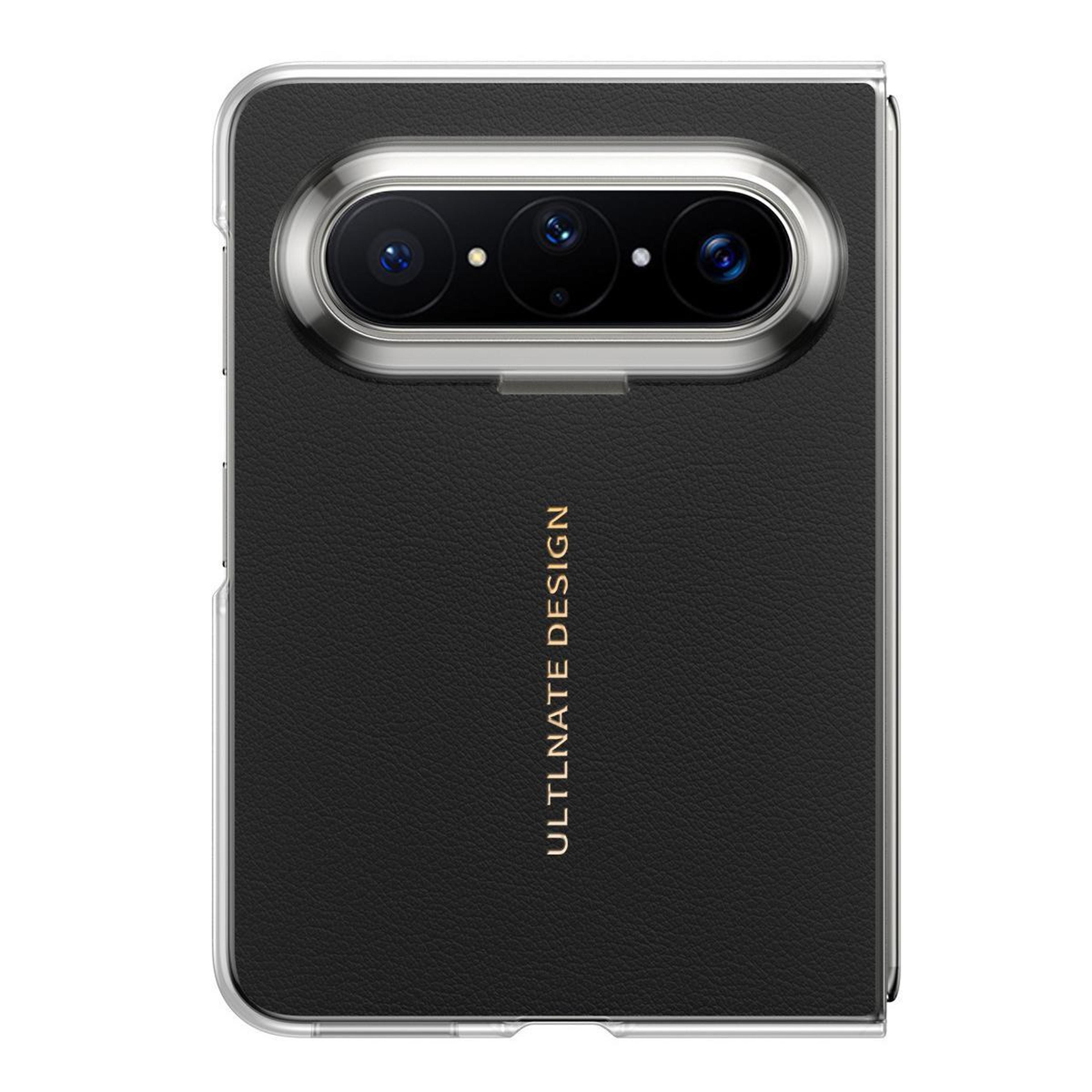 huawei pura x max vegan leather protective phone case with gold