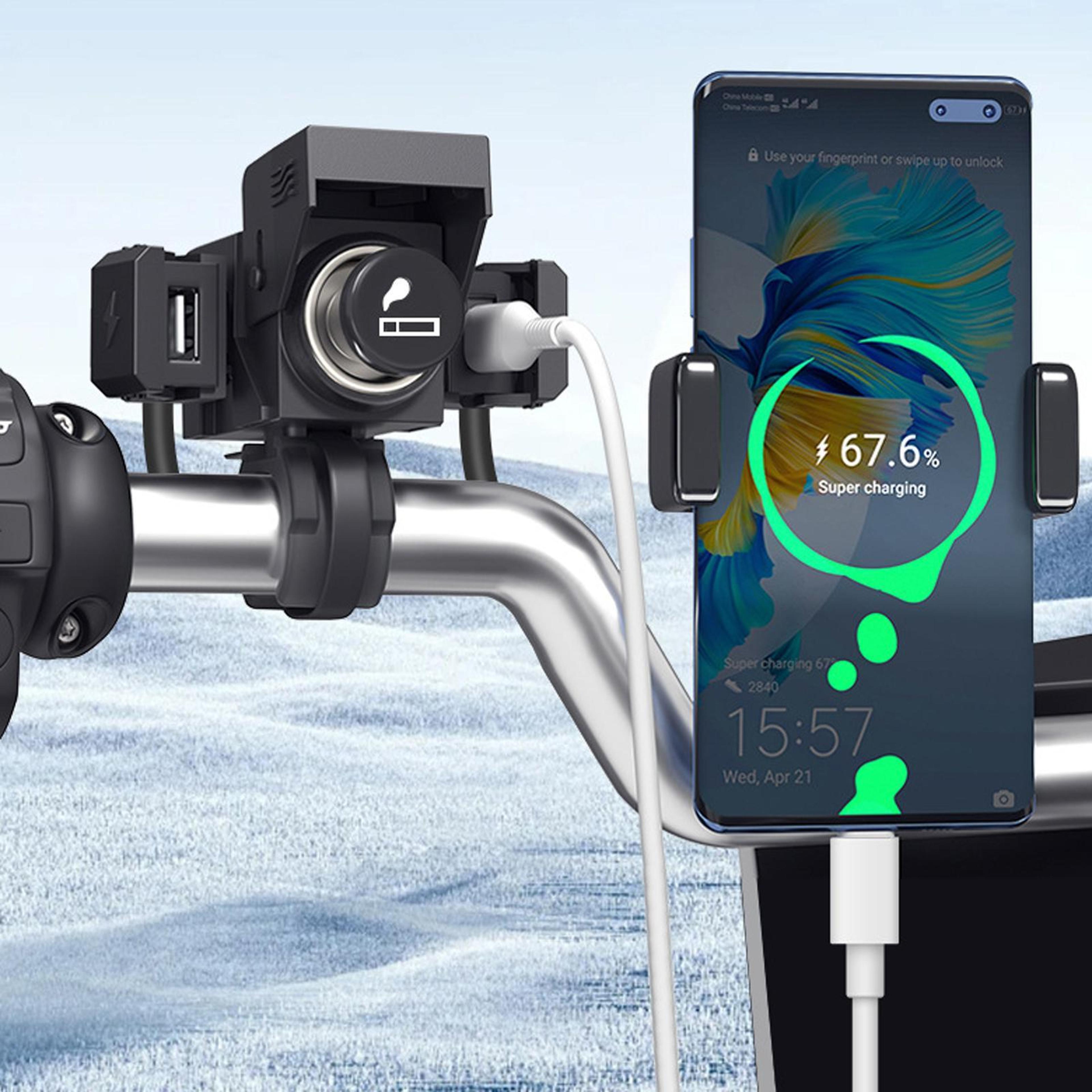 waterproof motorcycle usb charger with pd fast charger qc3.0 and cigarette lighter