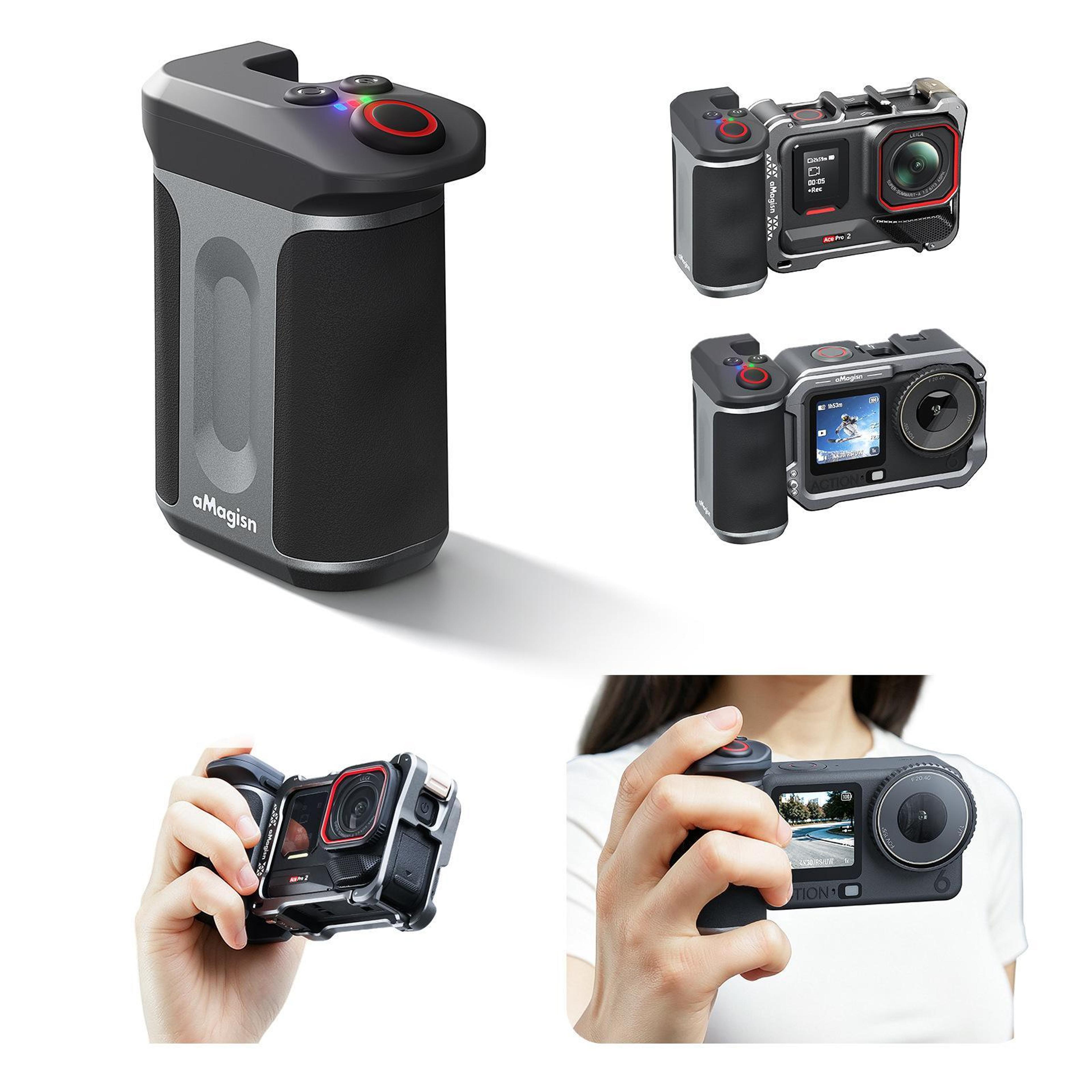 amagisn bluetooth xplorer grip kit for insta360 go ultra camera grip with remote control