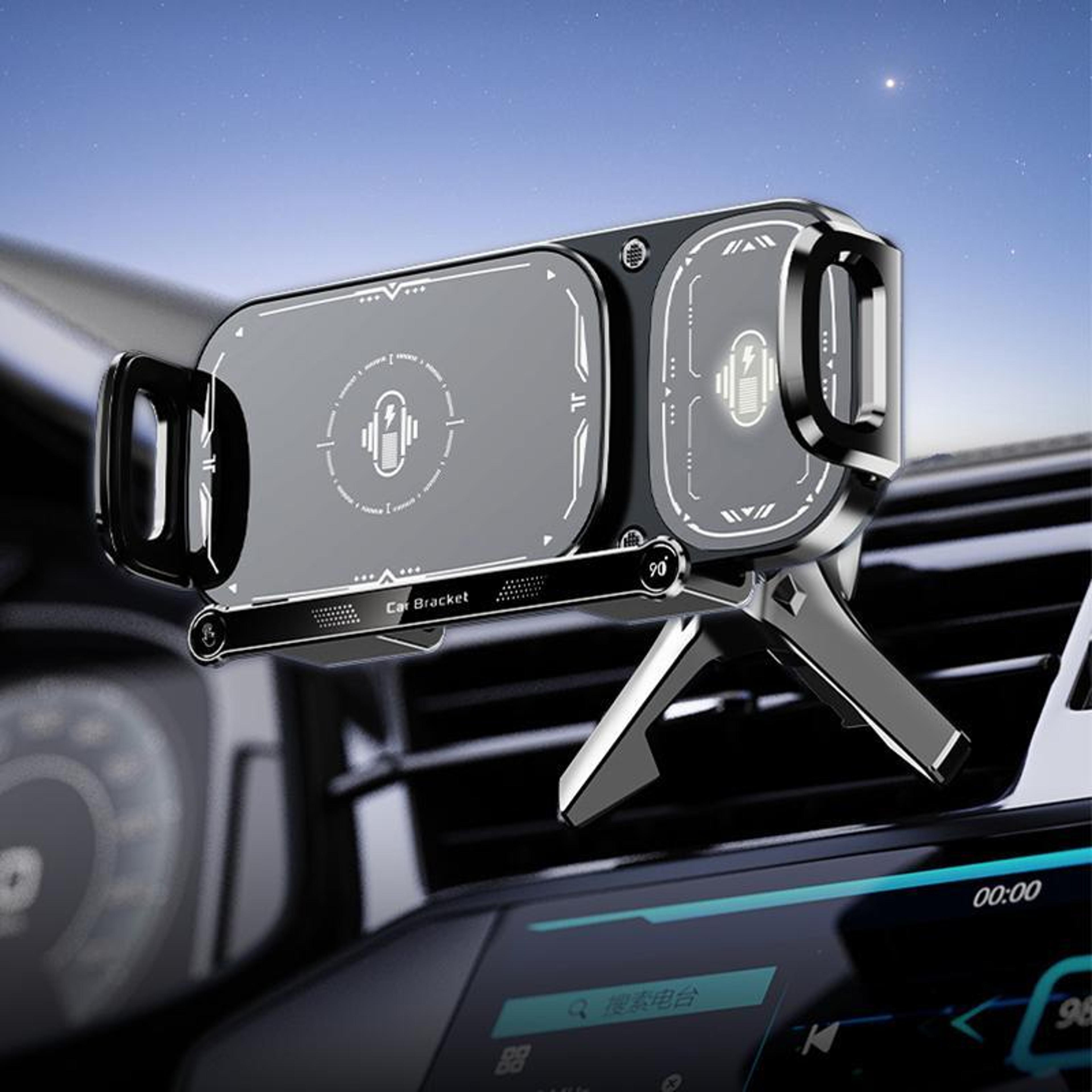 q7s 15w wireless charger dual coil wireless car charger rotating car phone holder