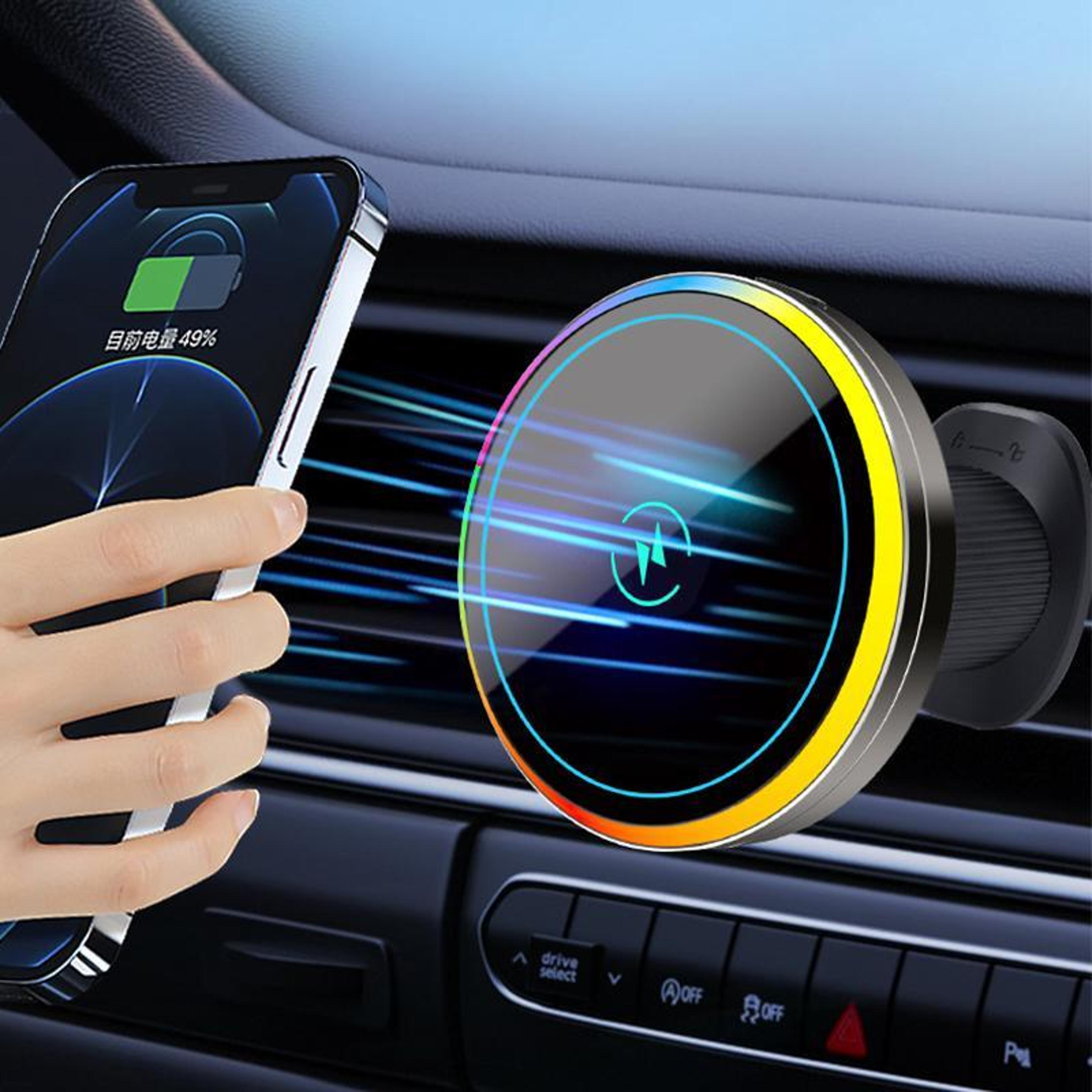 t1s magnetic wireless car charger with cooling air vent phone holder 15w fast charging