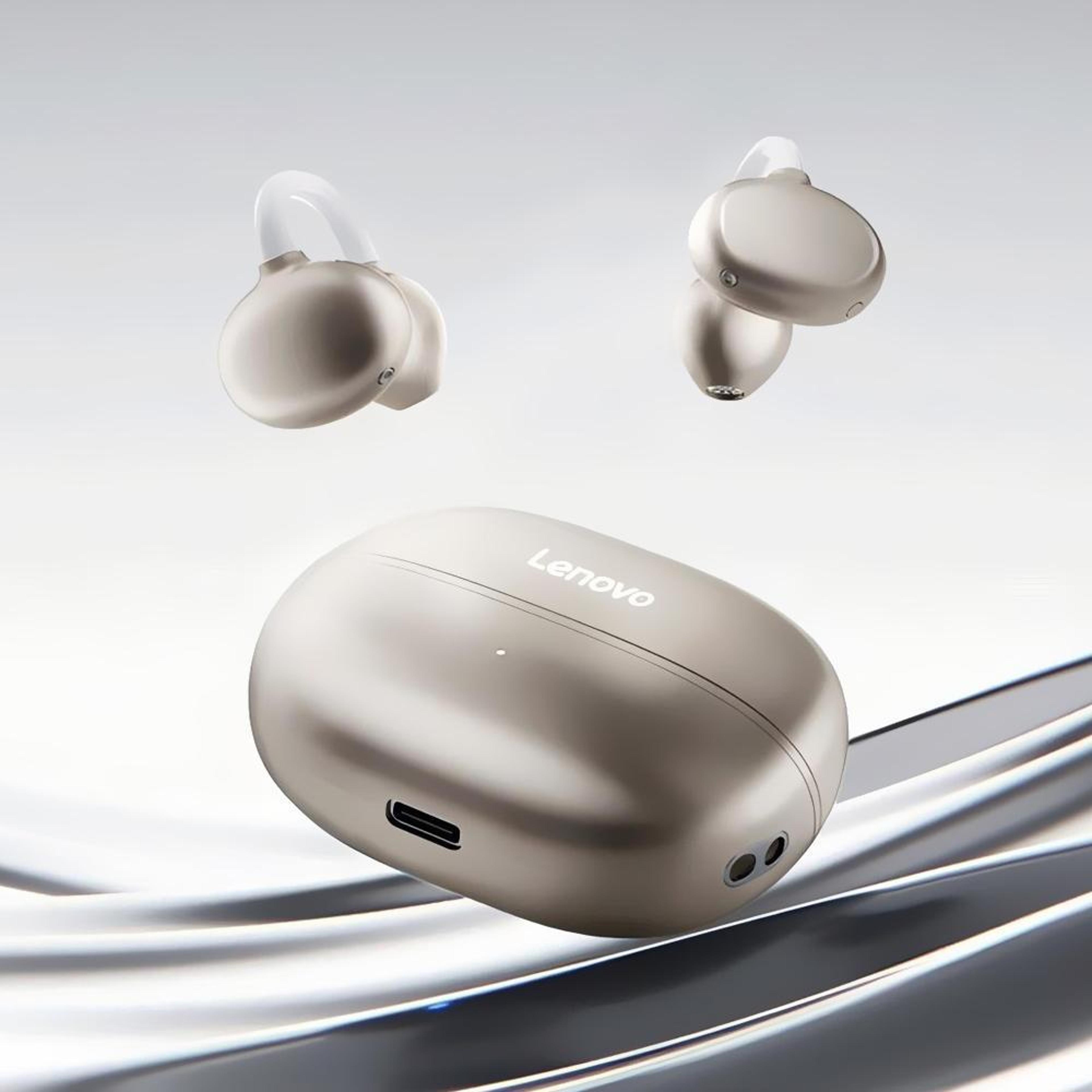 lenovo ea419 open ear wireless earbuds bluetooth 5.3 clip on headphones with enc noise reduction