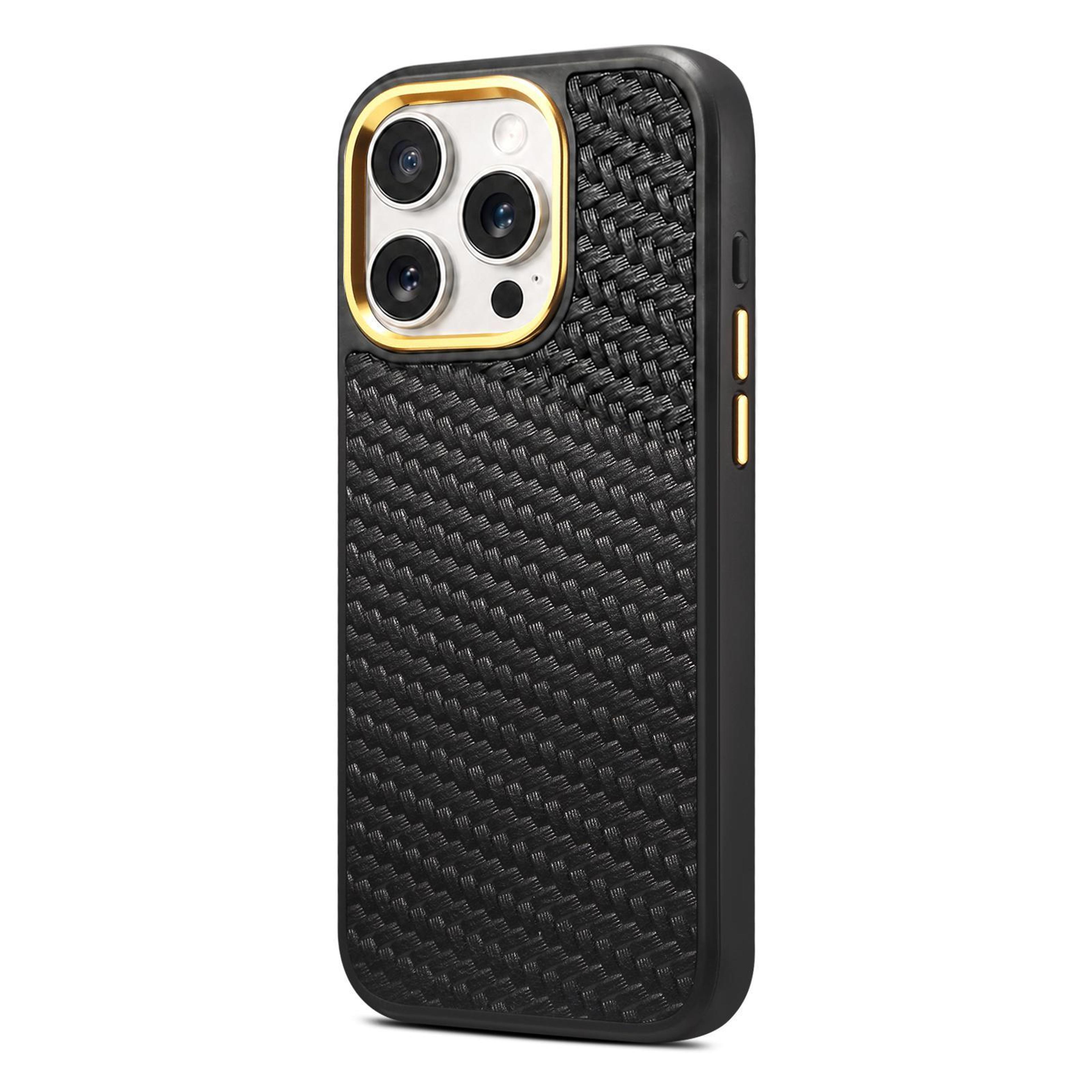 denior leather woven texture iphone 15 pro & pro max case with magsafe compatible magnetic charging