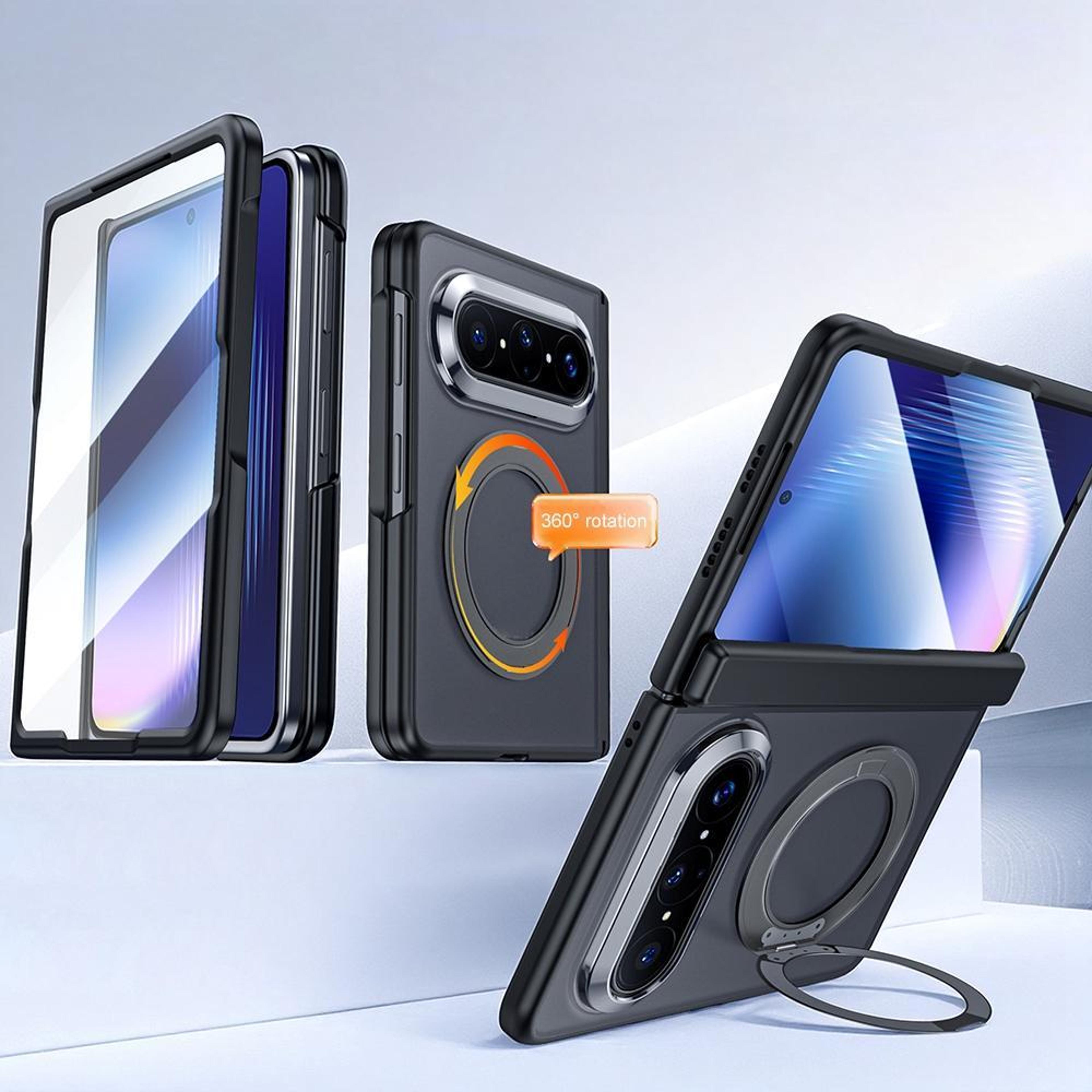 huawei pura x max matte phone case with 360 rotating kickstand and integrated screen protection