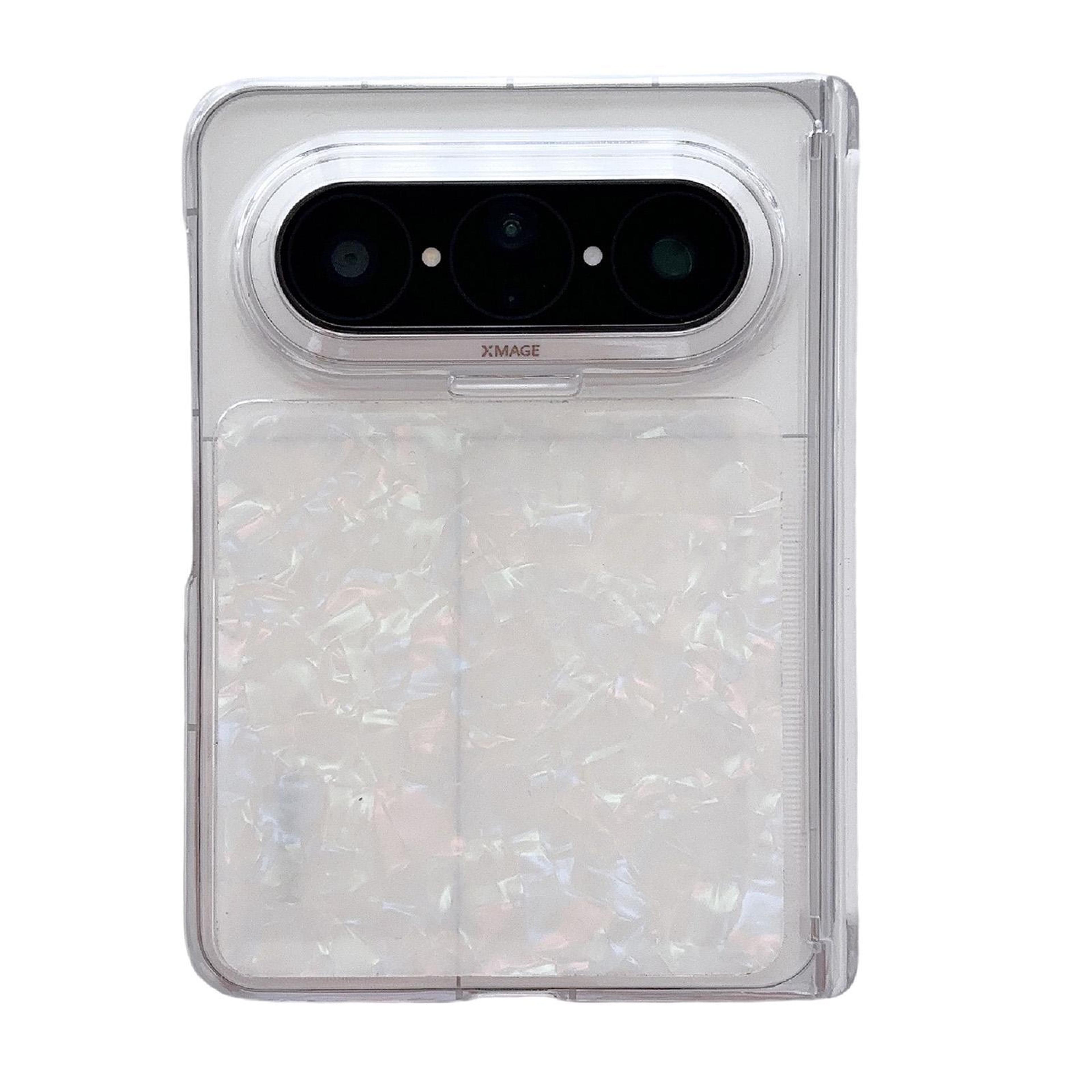huawei pura x max magnetic hinge phone case slim clear pc protective cover with shell pattern