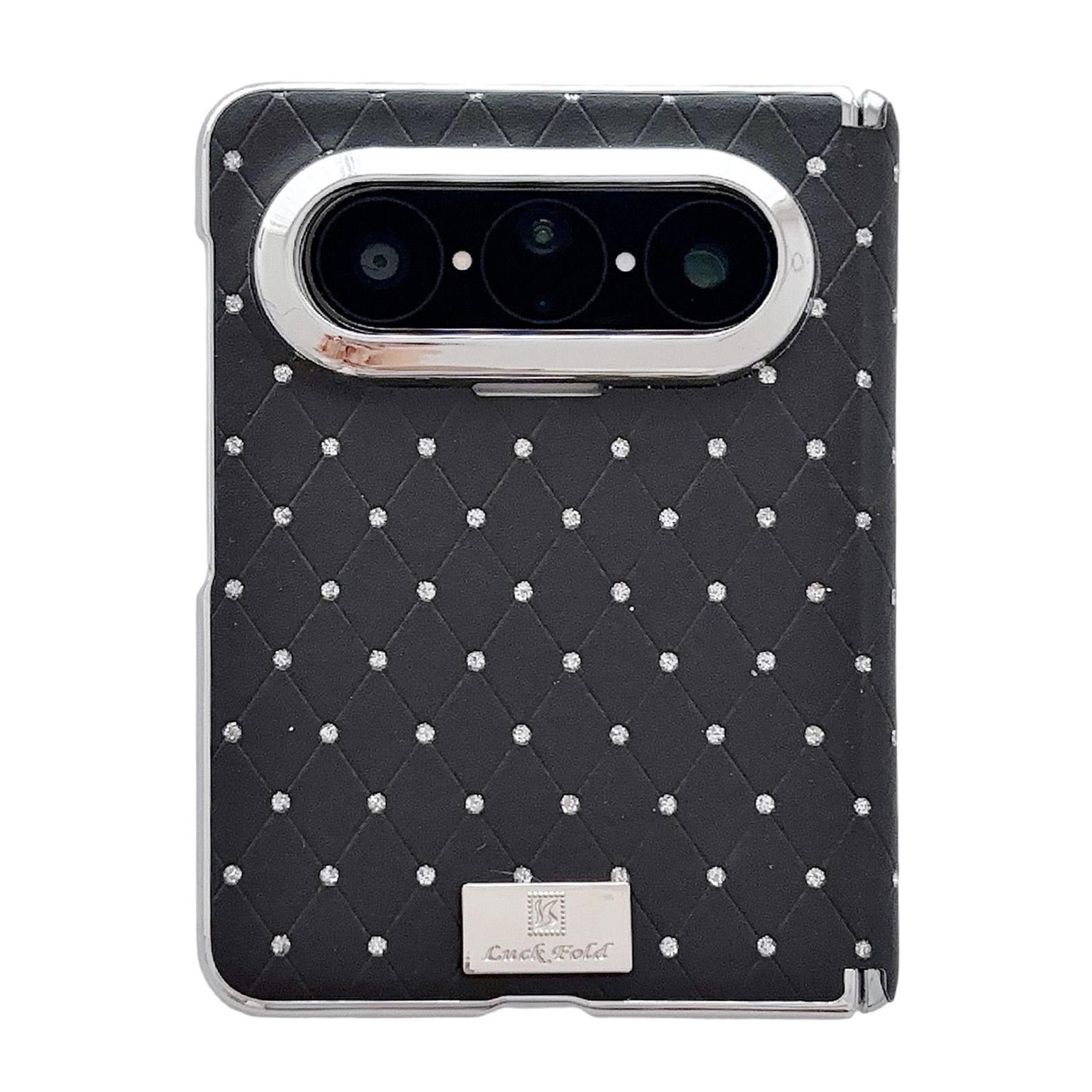 luxury vegan leather phone case for huawei pura x max with magnetic dual hinge full protection