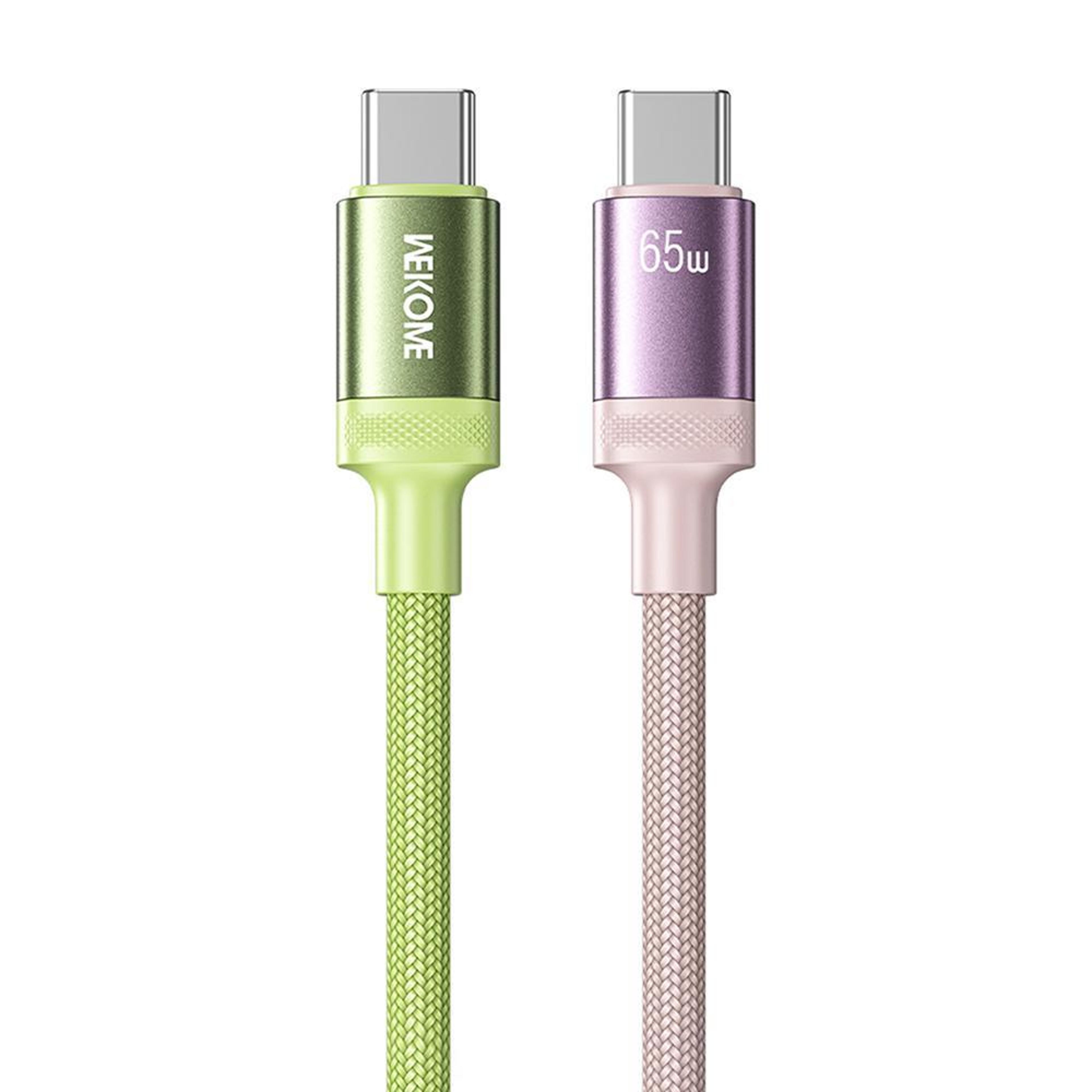 wk raython pd65w usb-c to usb-c fast charging cable 1.2m nylon braided data cable
