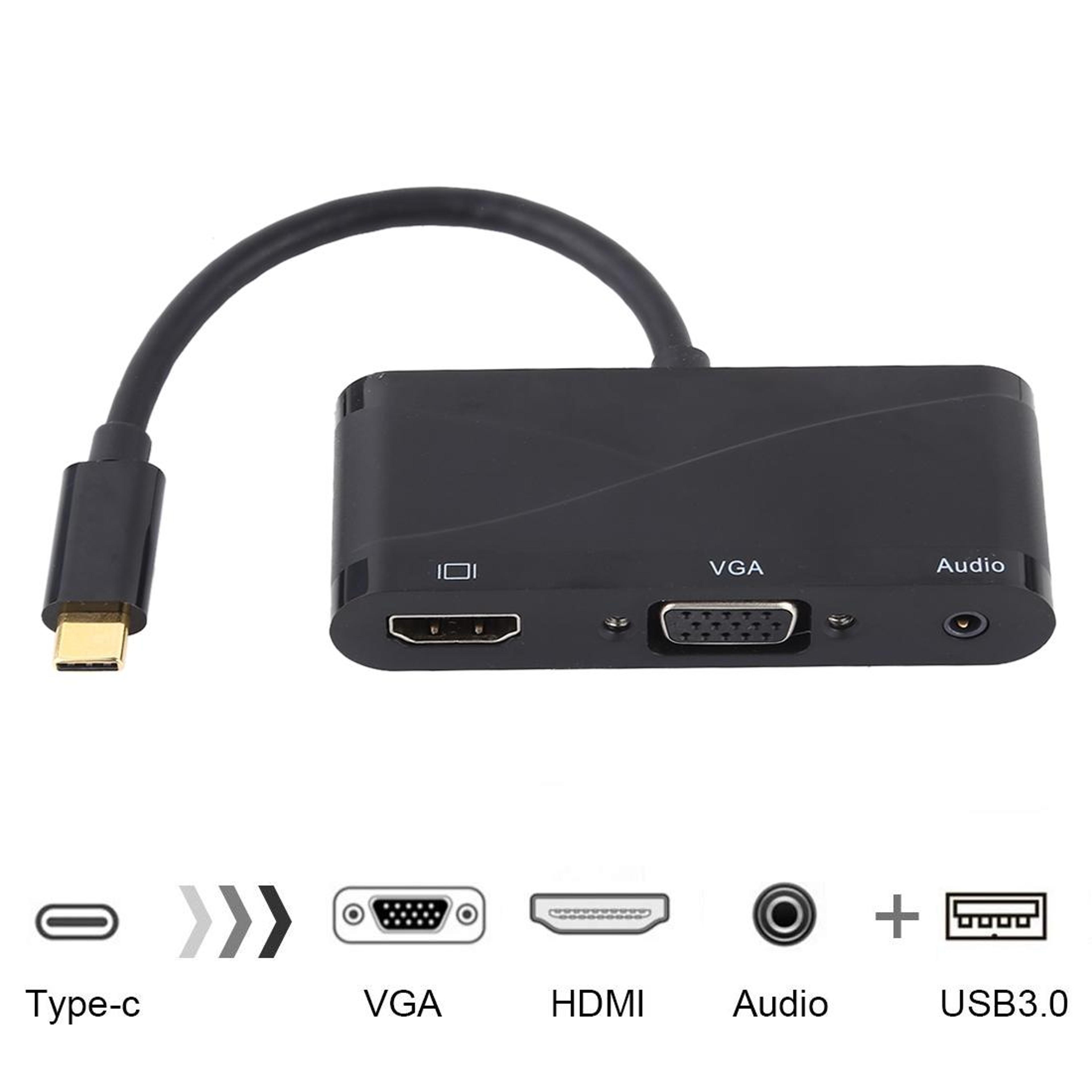5-in-1 usb-c hub with hdmi vga usb 2.0 audio and type-c pd charging adapter