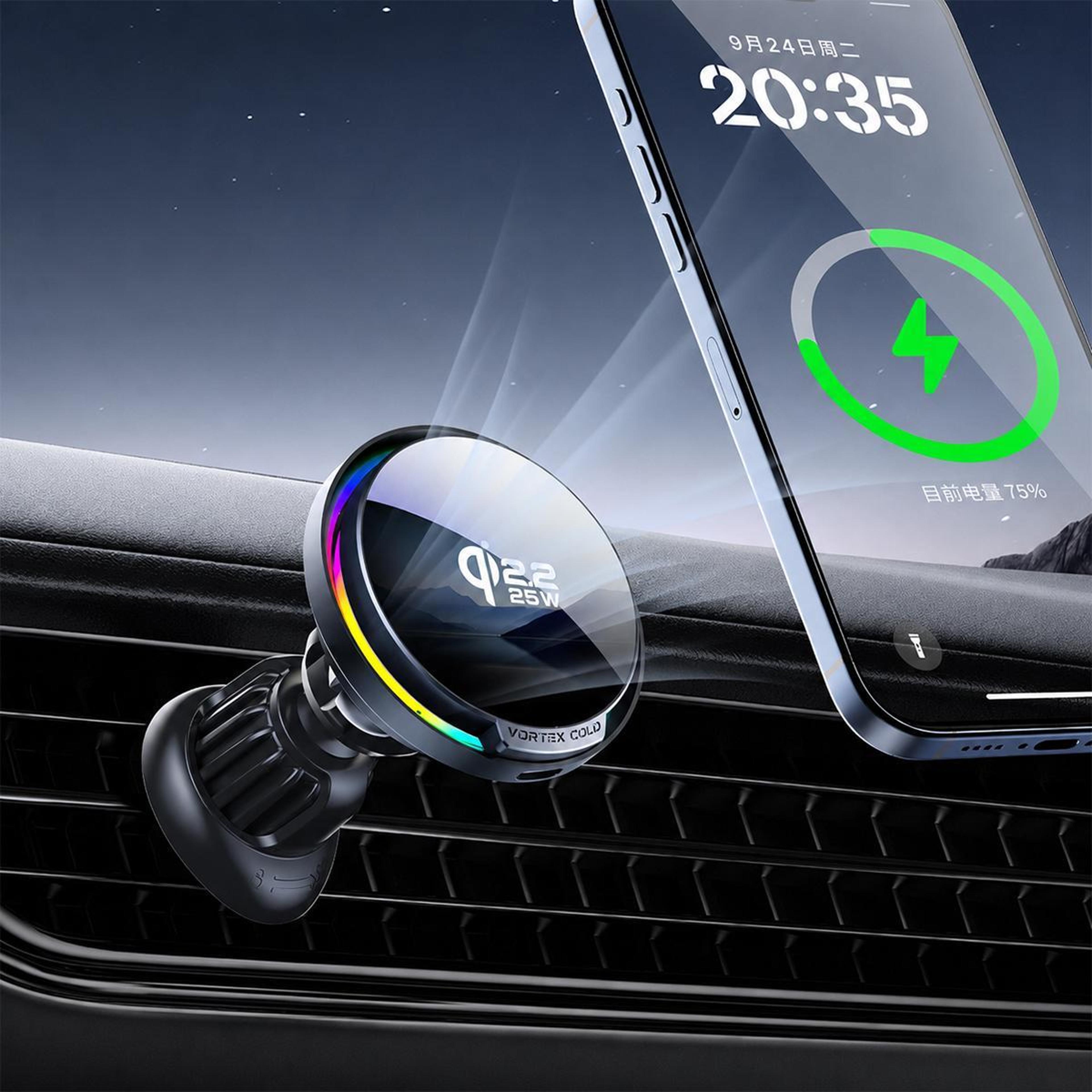 a100 magnetic wireless car charger 25w fast charging air vent phone holder with cooling