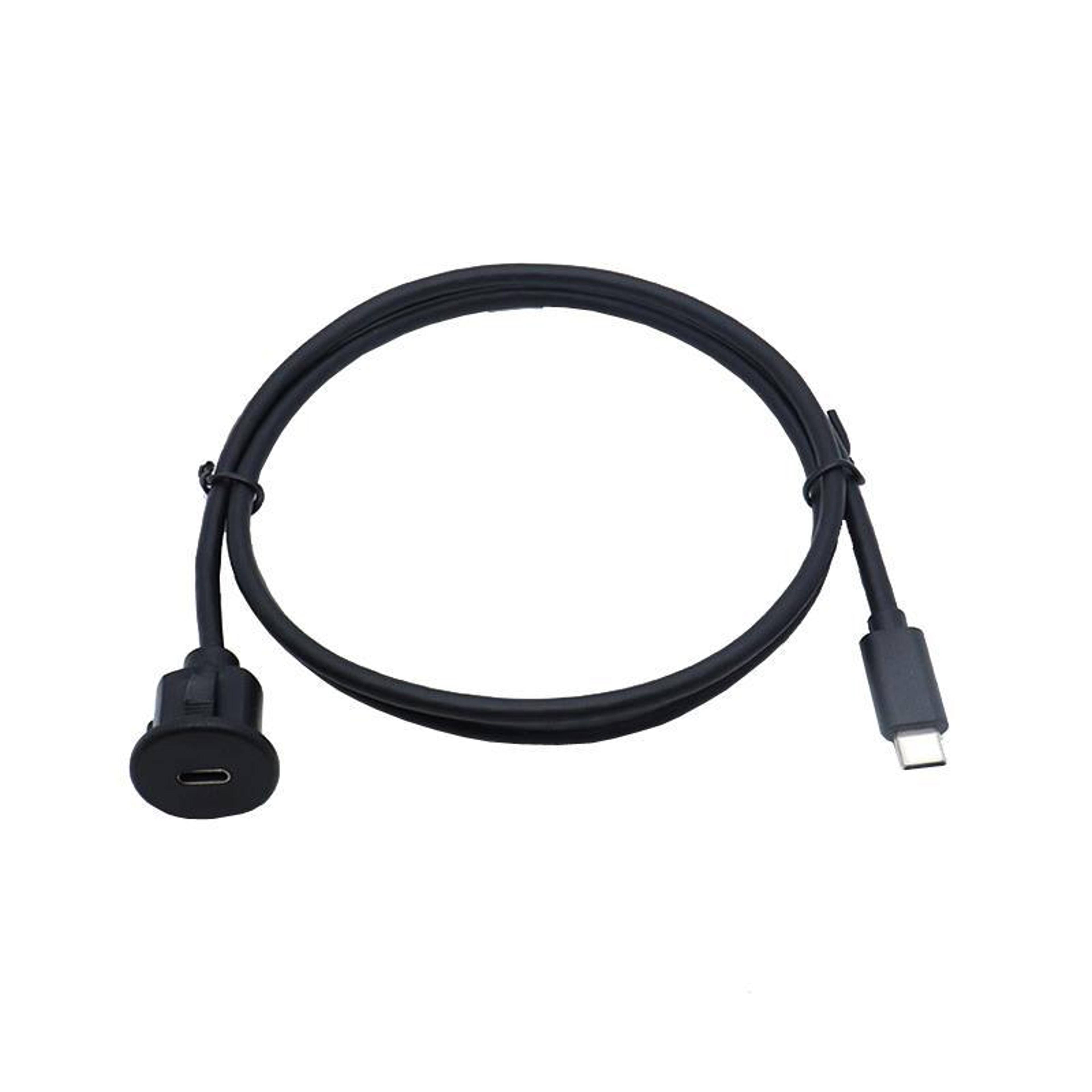 1m usb c panel mount cable waterproof type c 3.0 data extension cable for car, boat & motorcycle