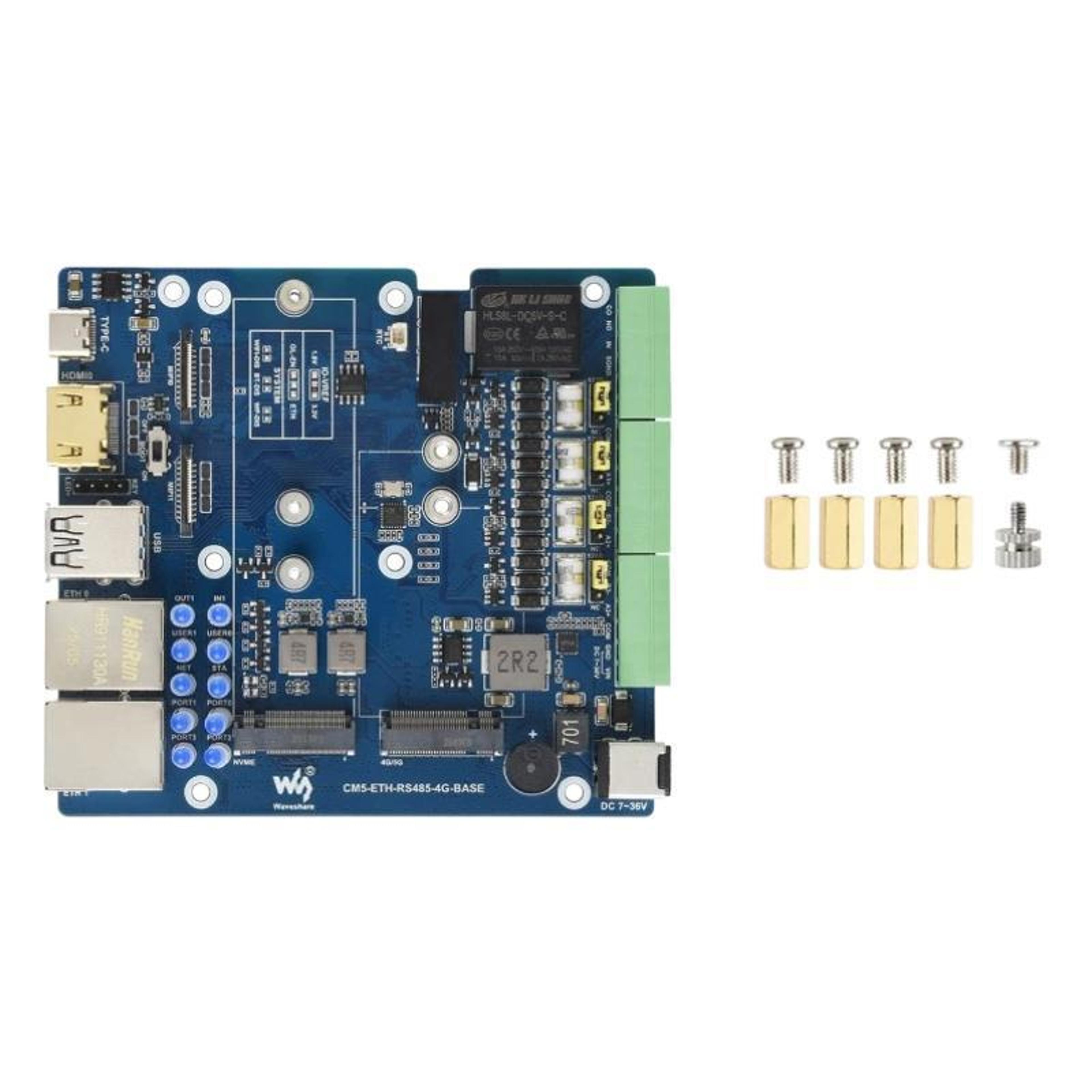 waveshare cm5 expansion board with dual ethernet board 4g 5g rs485 support for raspberry pi compute module 5
