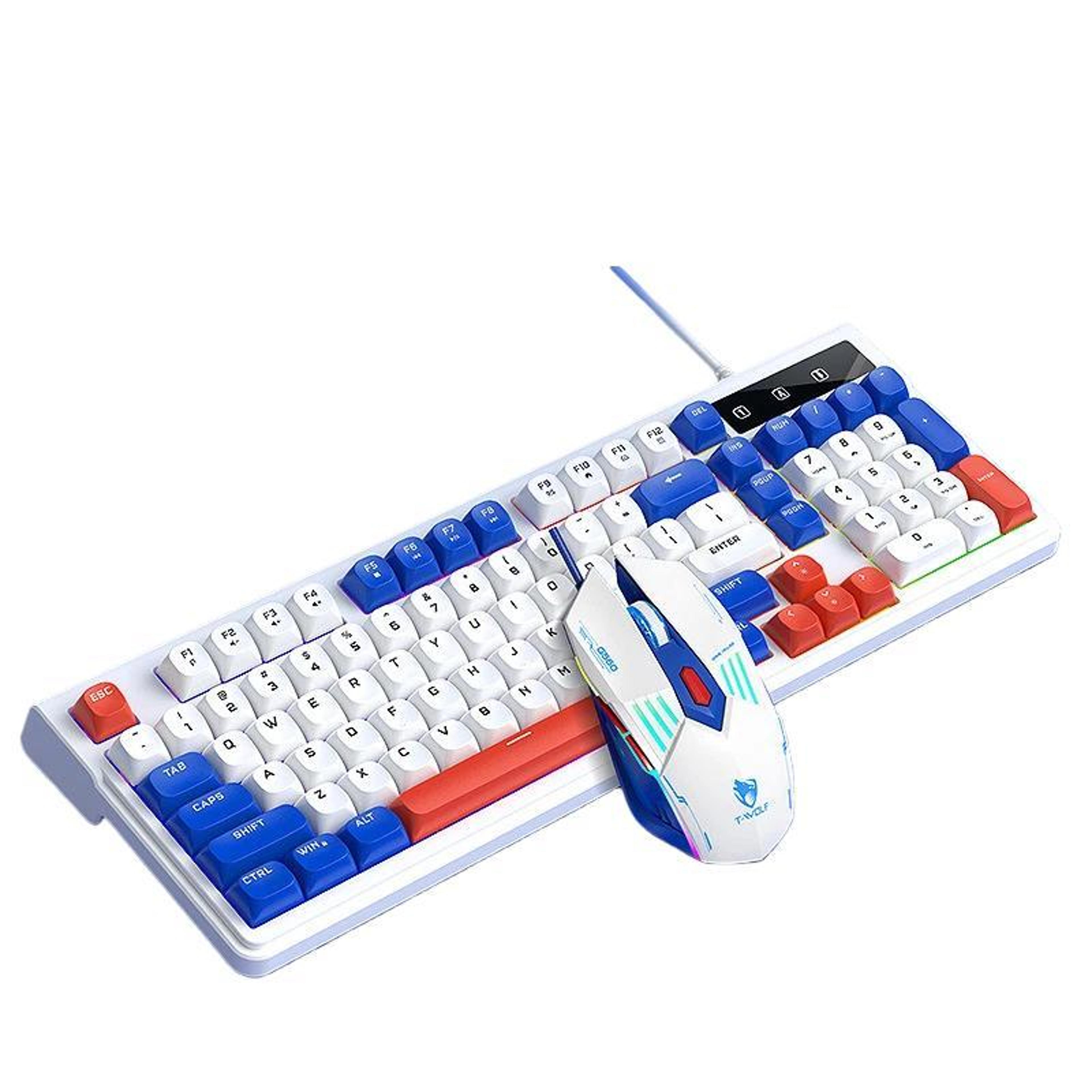 t-wolf tf610 gaming keyboard and mouse combo 98-key rgb gaming keyboard usb-c wired set
