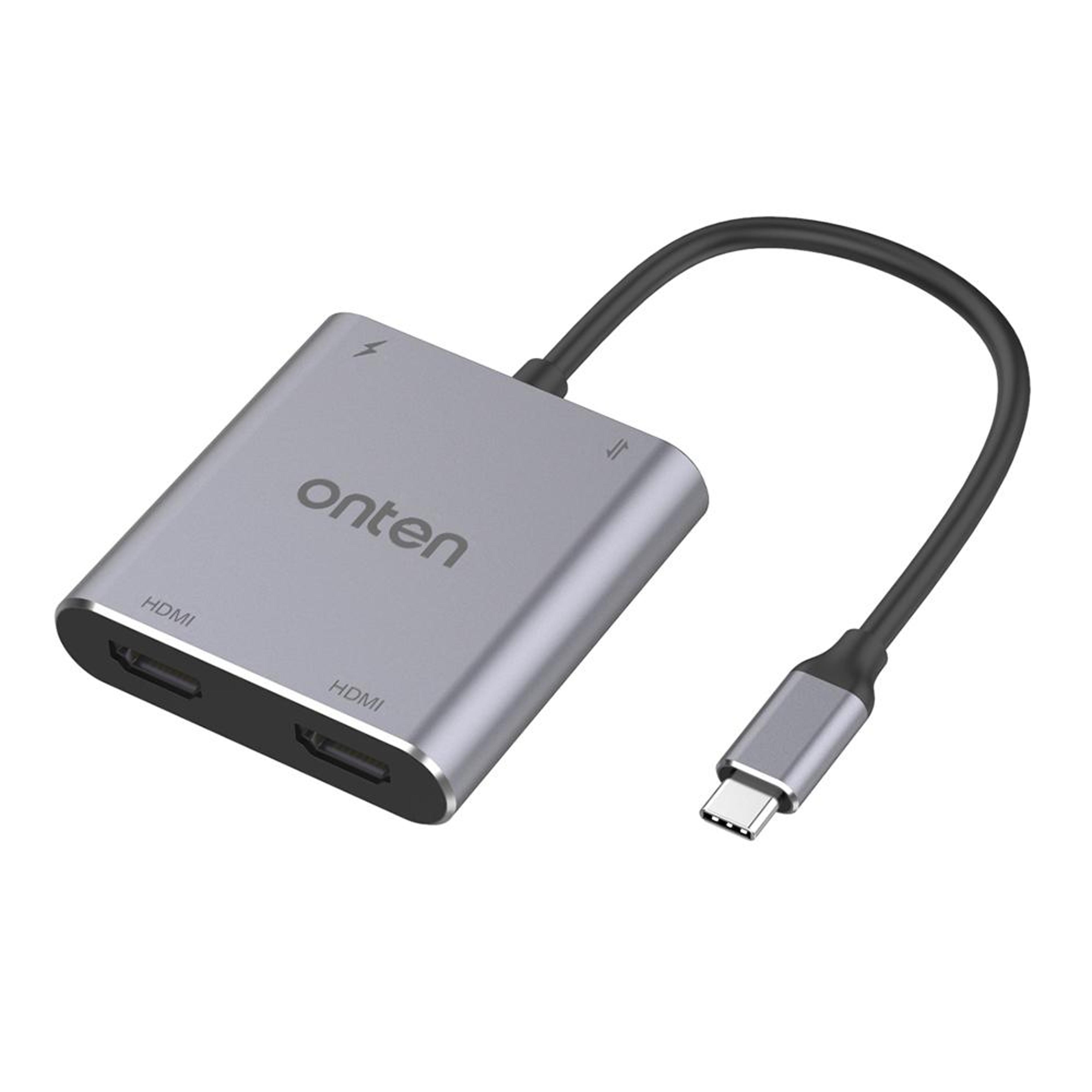 onten 9175k usb-c hdmi adapter 4k dual hdmi usb-c multiport adapter with usb 3.0 and pd charging