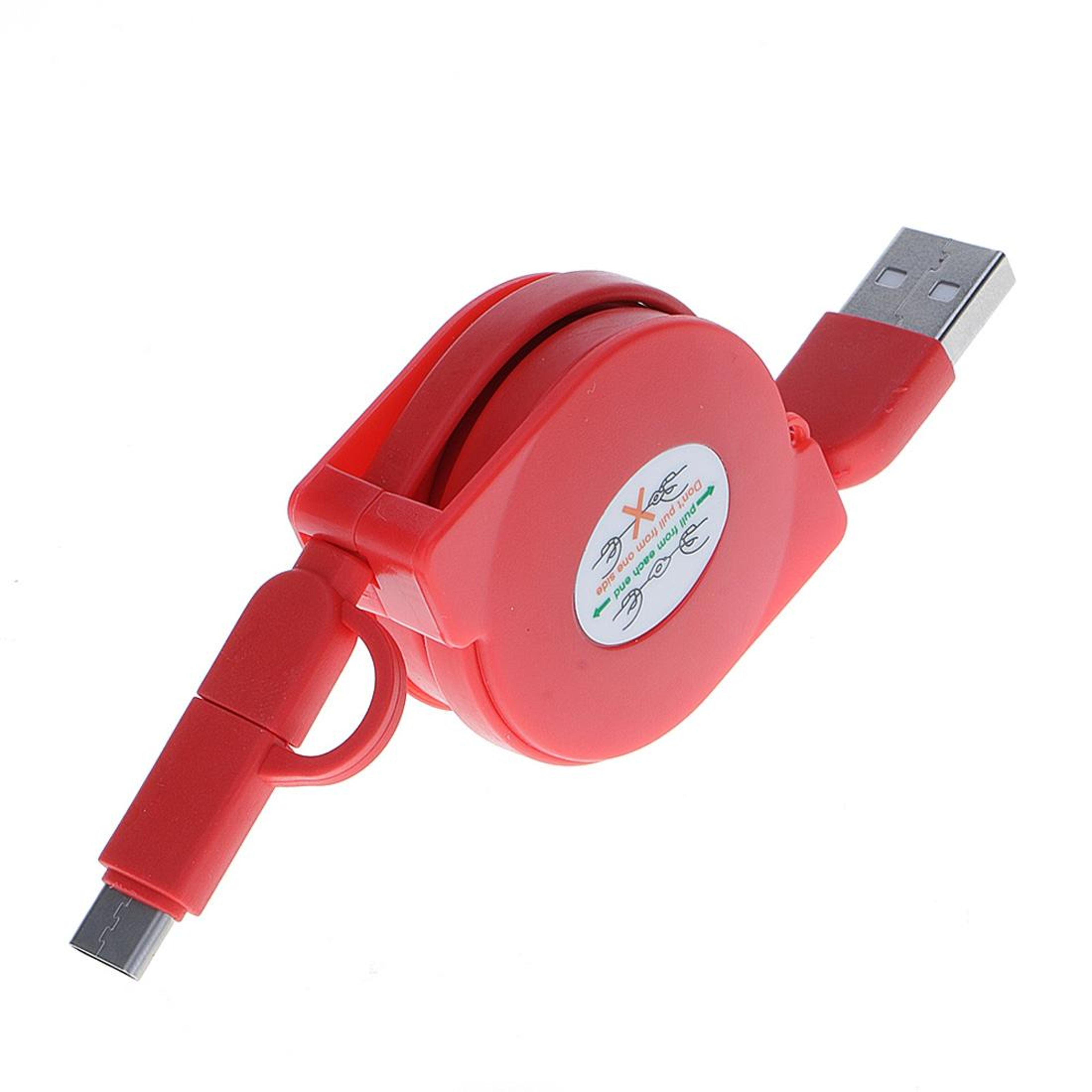2-in-1 retractable usb charging cable 1m 2a micro usb to usb-c fast data sync cable