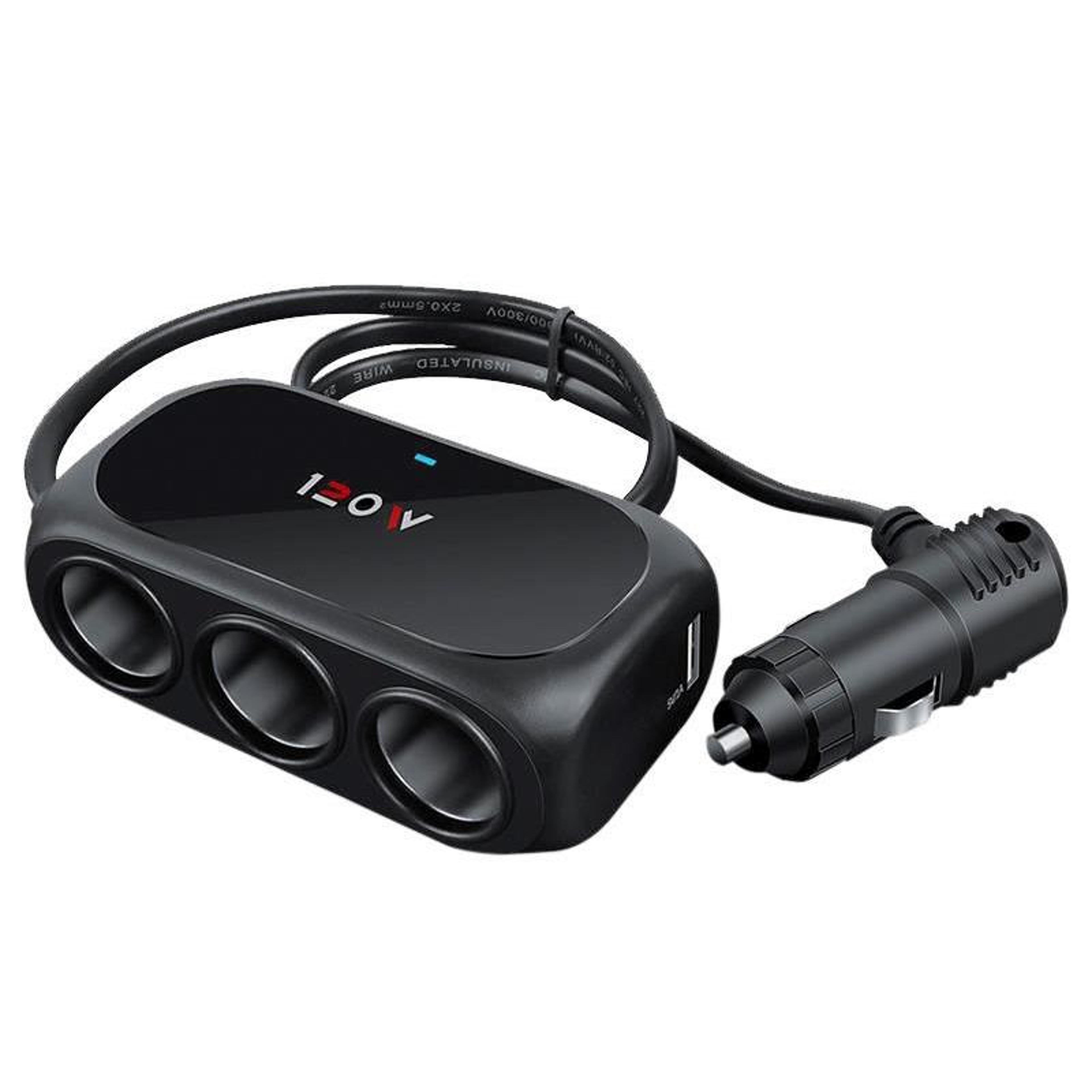 120w usb car charger 3 way cigarette lighter splitter with dual usb ports for 12v 24v vehicles