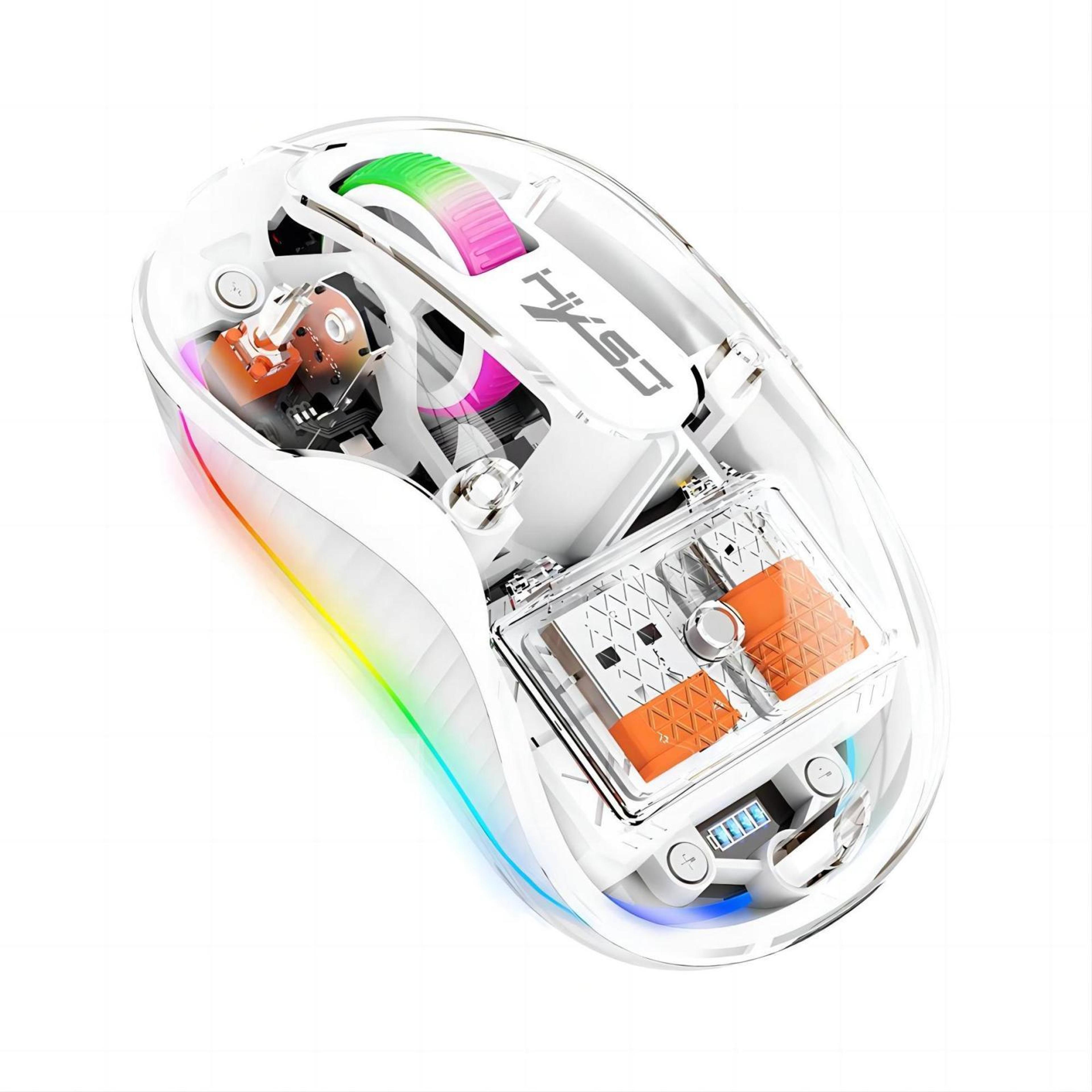 hxsj m333 transparent wireless mouse tri-mode bluetooth mouse rechargeable silent wireless mouse