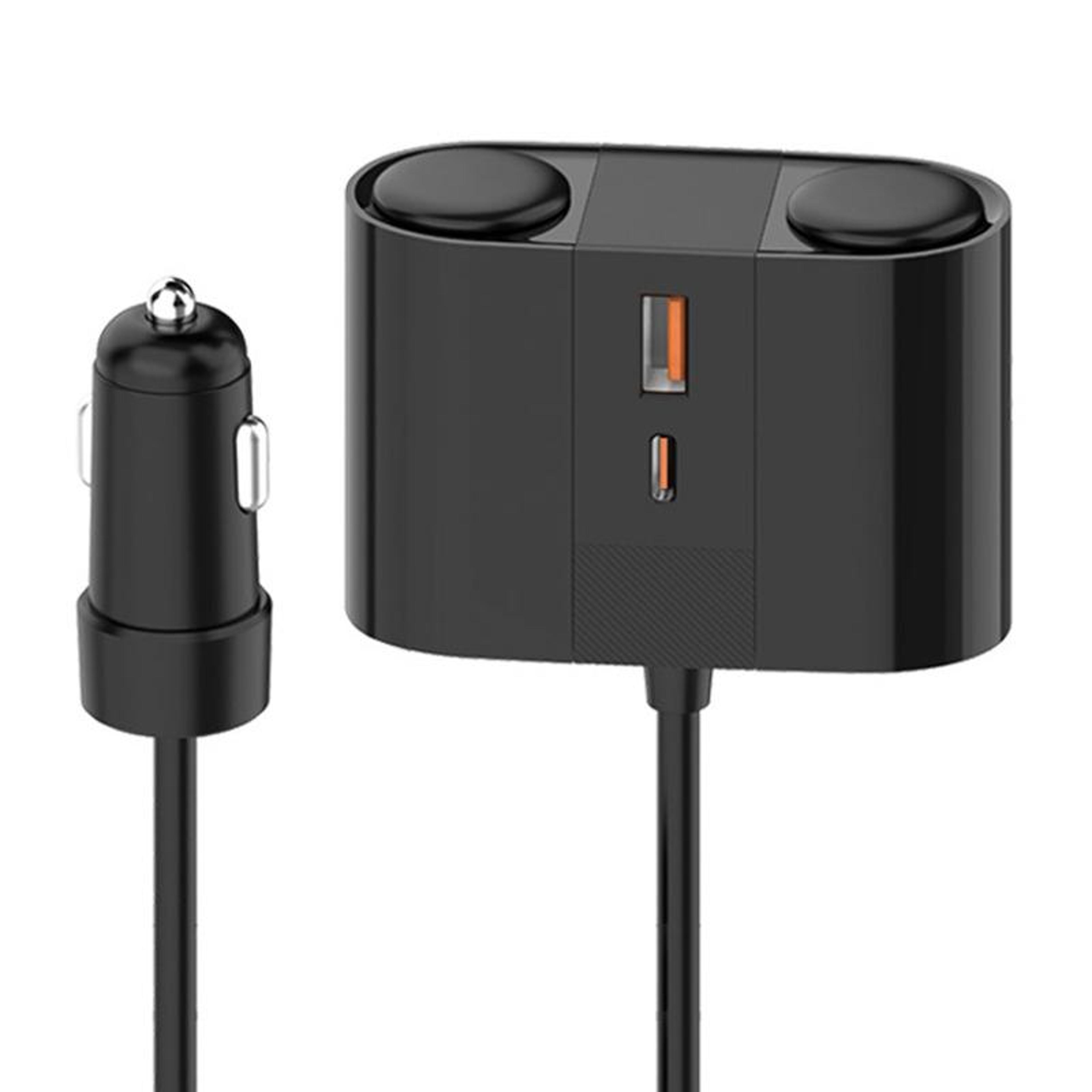 s-46 45w car charger dual cigarette lighter adapter usb c fast charging splitter for 12v 24v vehicles