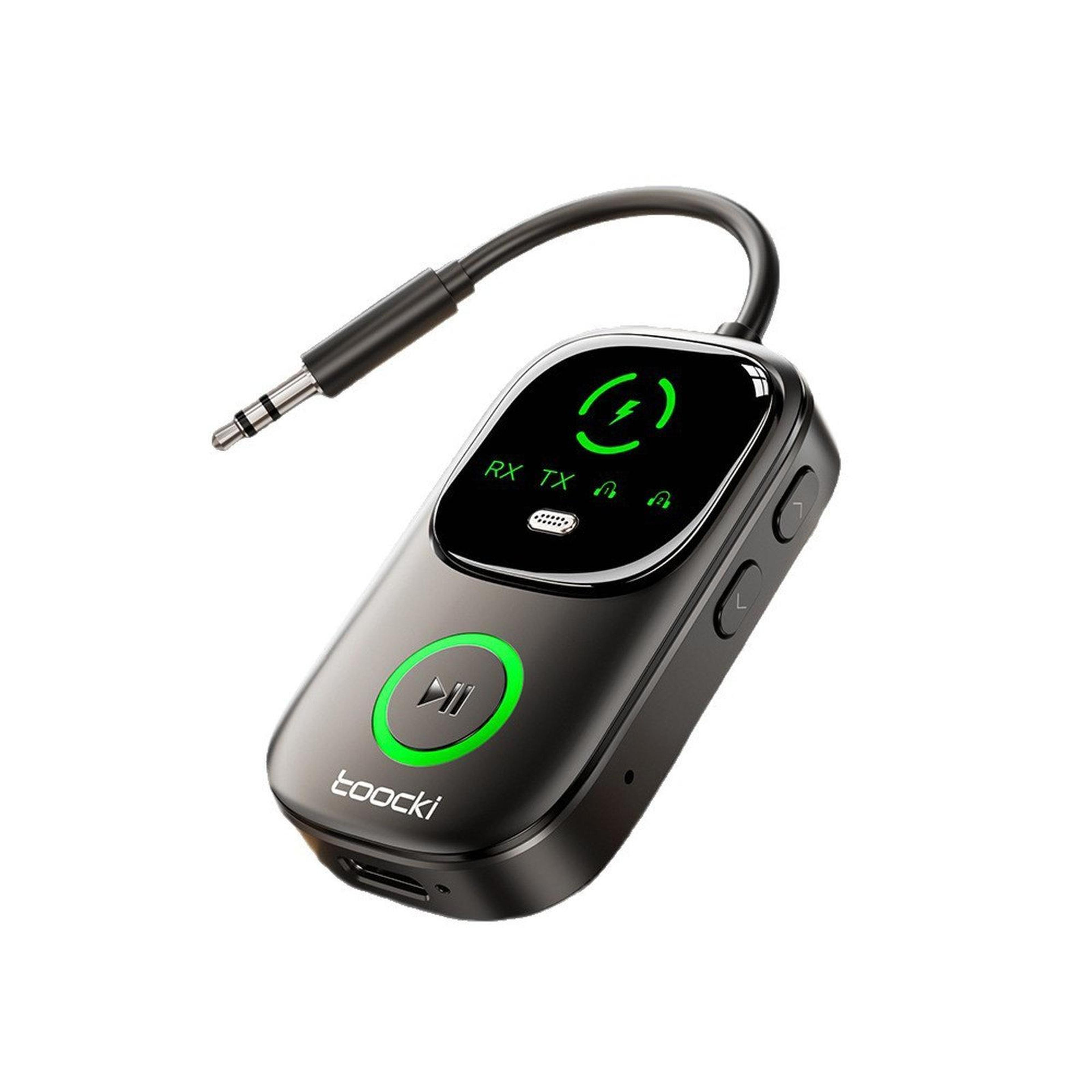 toocki bluetooth 5.4 bluetooth transmitter receiver 2 in 1 bluetooth aux adapter with power display