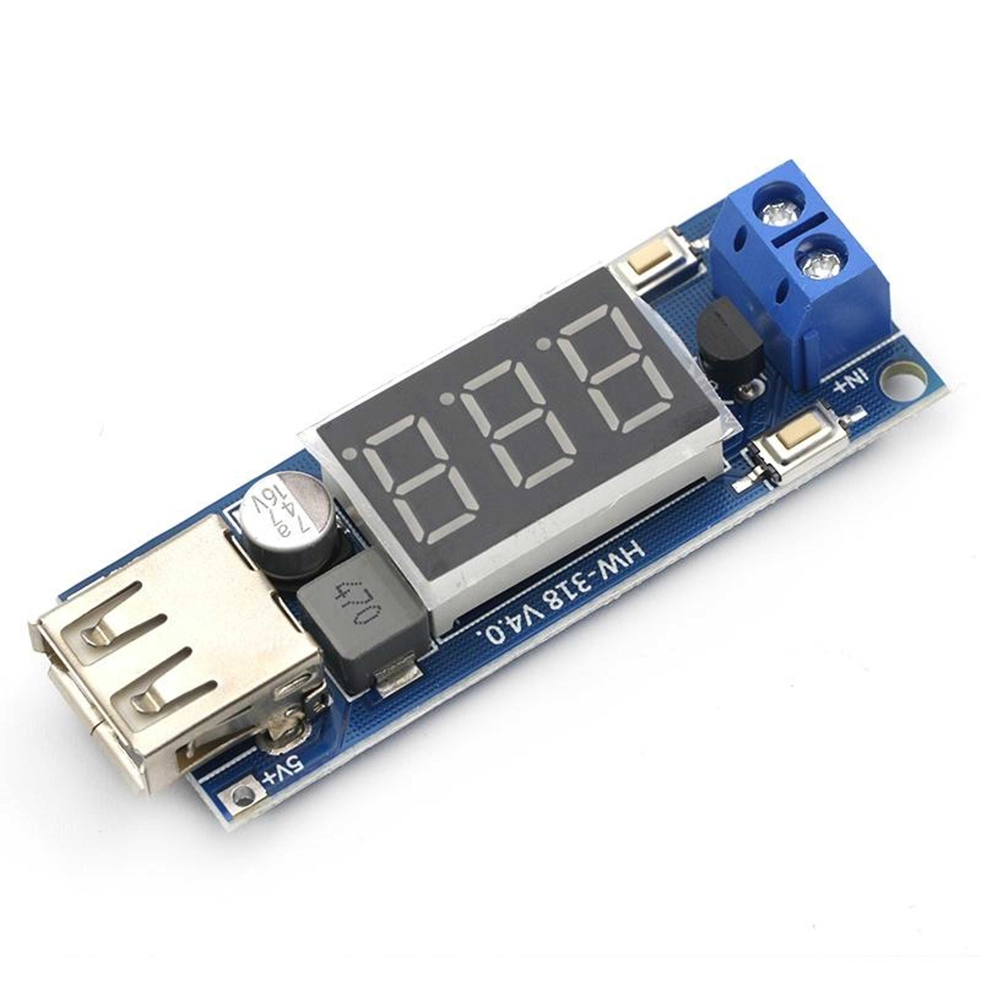 hw-318 12v to 5v buck converter dc dc power module with car battery voltmeter usb charger
