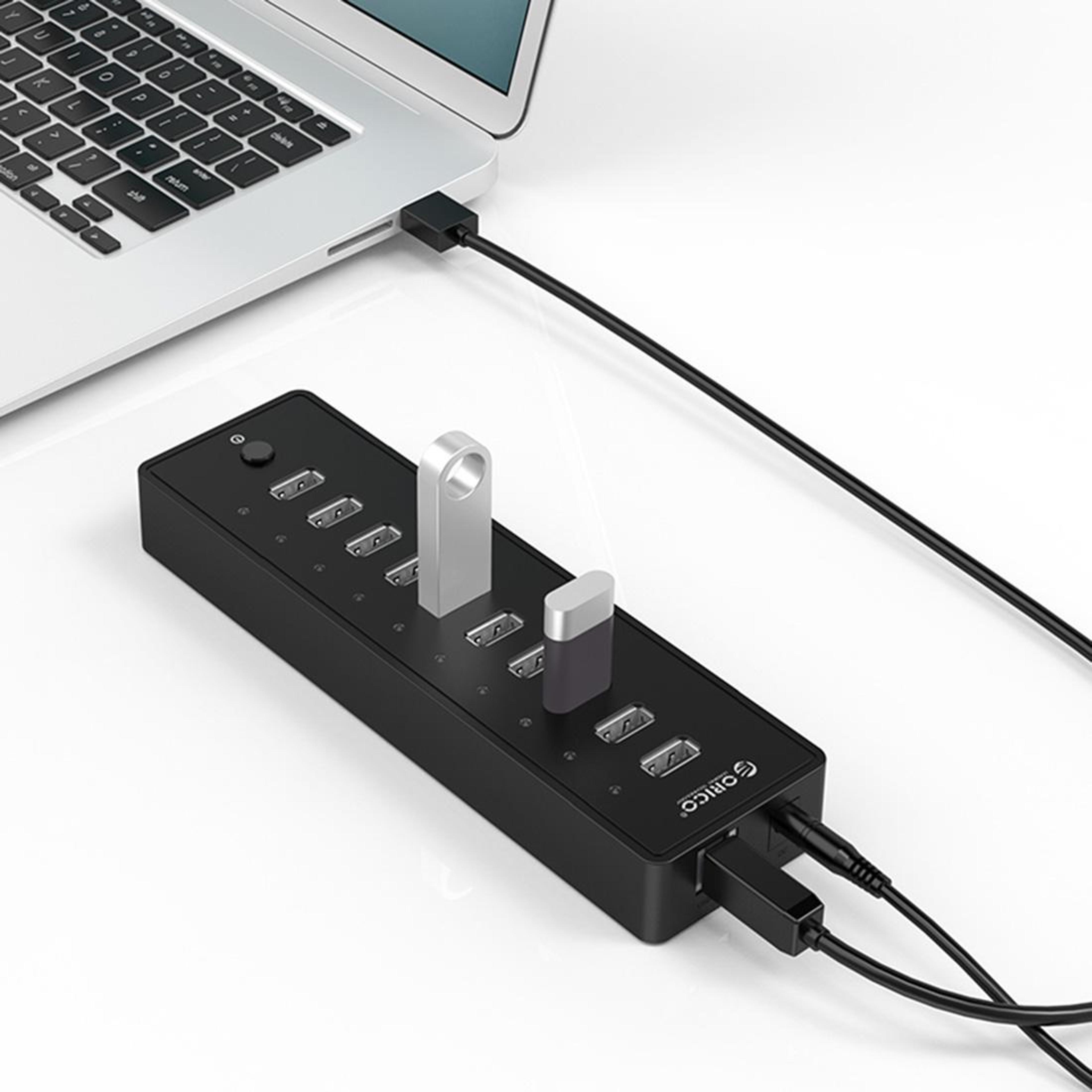 orico 10 port usb hub powered usb 2.0 hub with led indicators and 1m cable