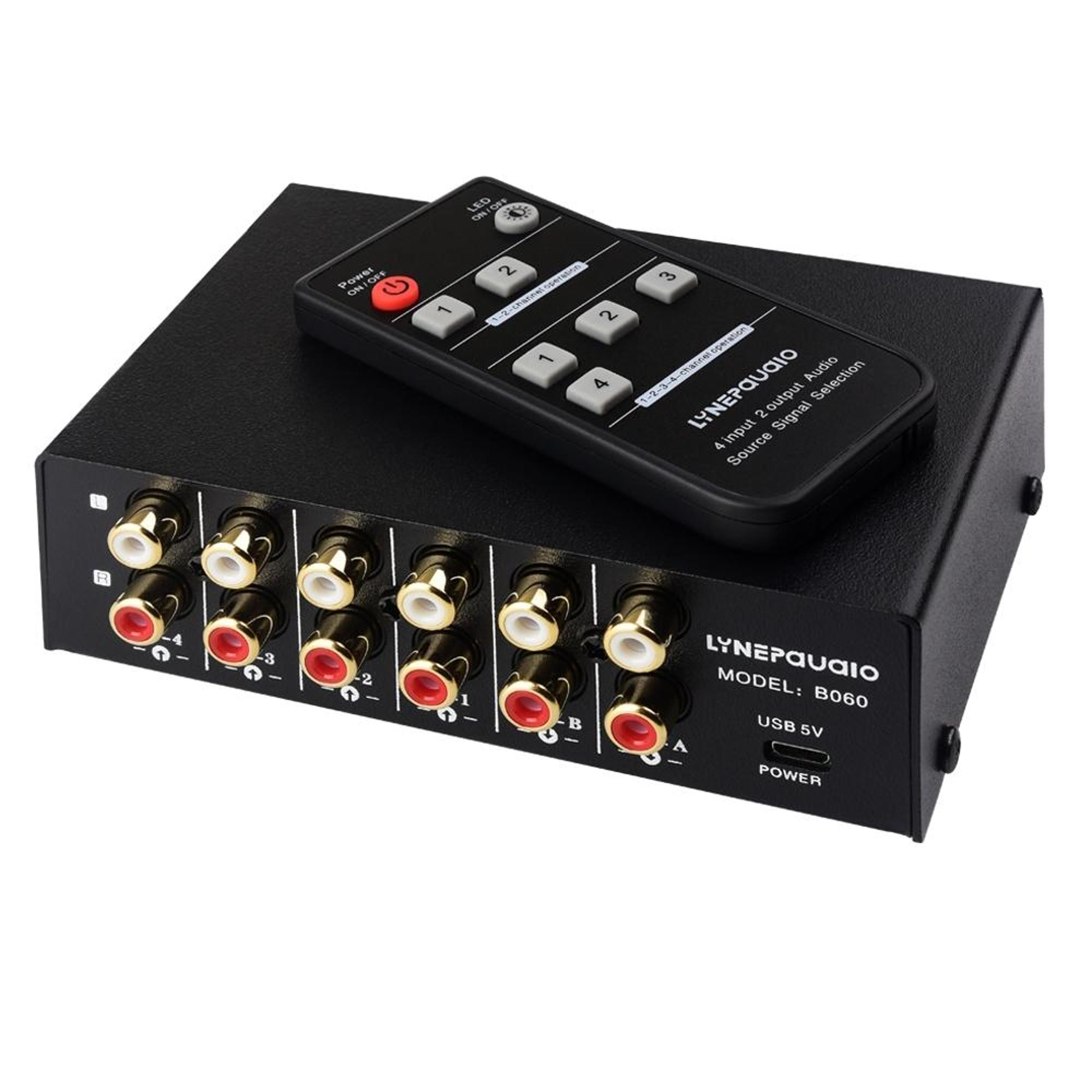 4 port rca audio switch with remote control 4 in 2 out 2 in 4 out stereo audio selector