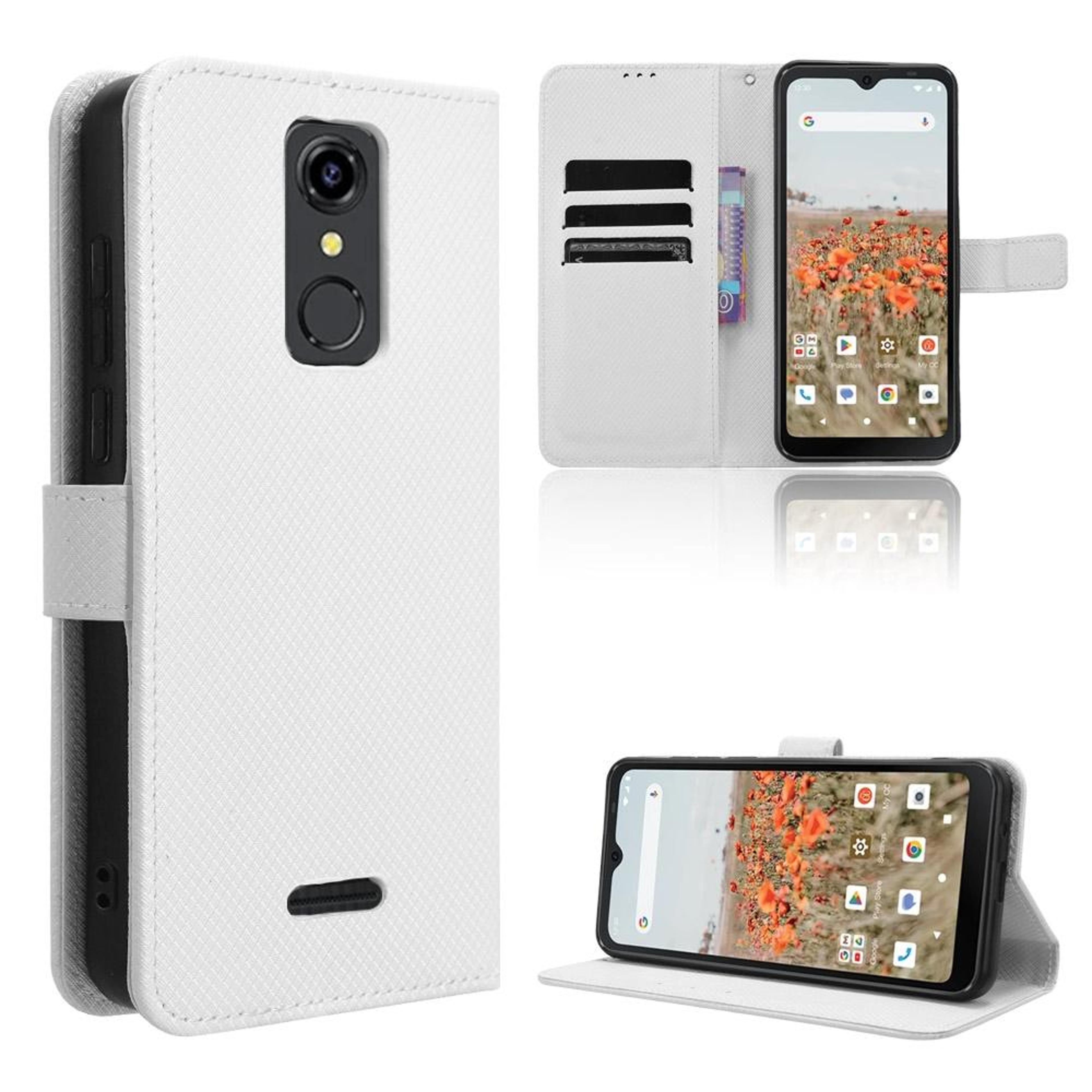 consumer cellular iris connect leather wallet case with diamond texture flip stand cover