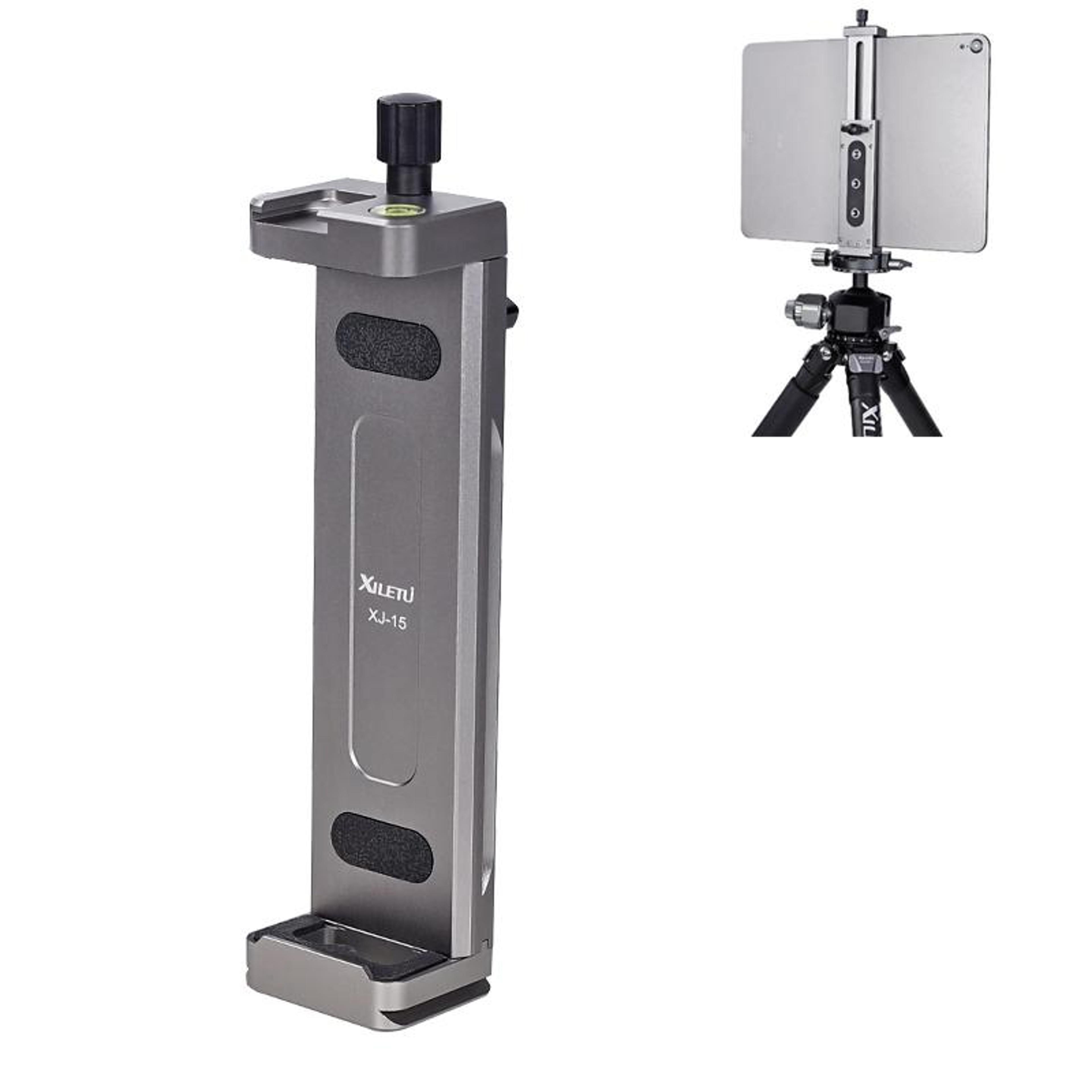 xiletu xj15 tablet tripod mount with phone clamp and cold shoe for live streaming