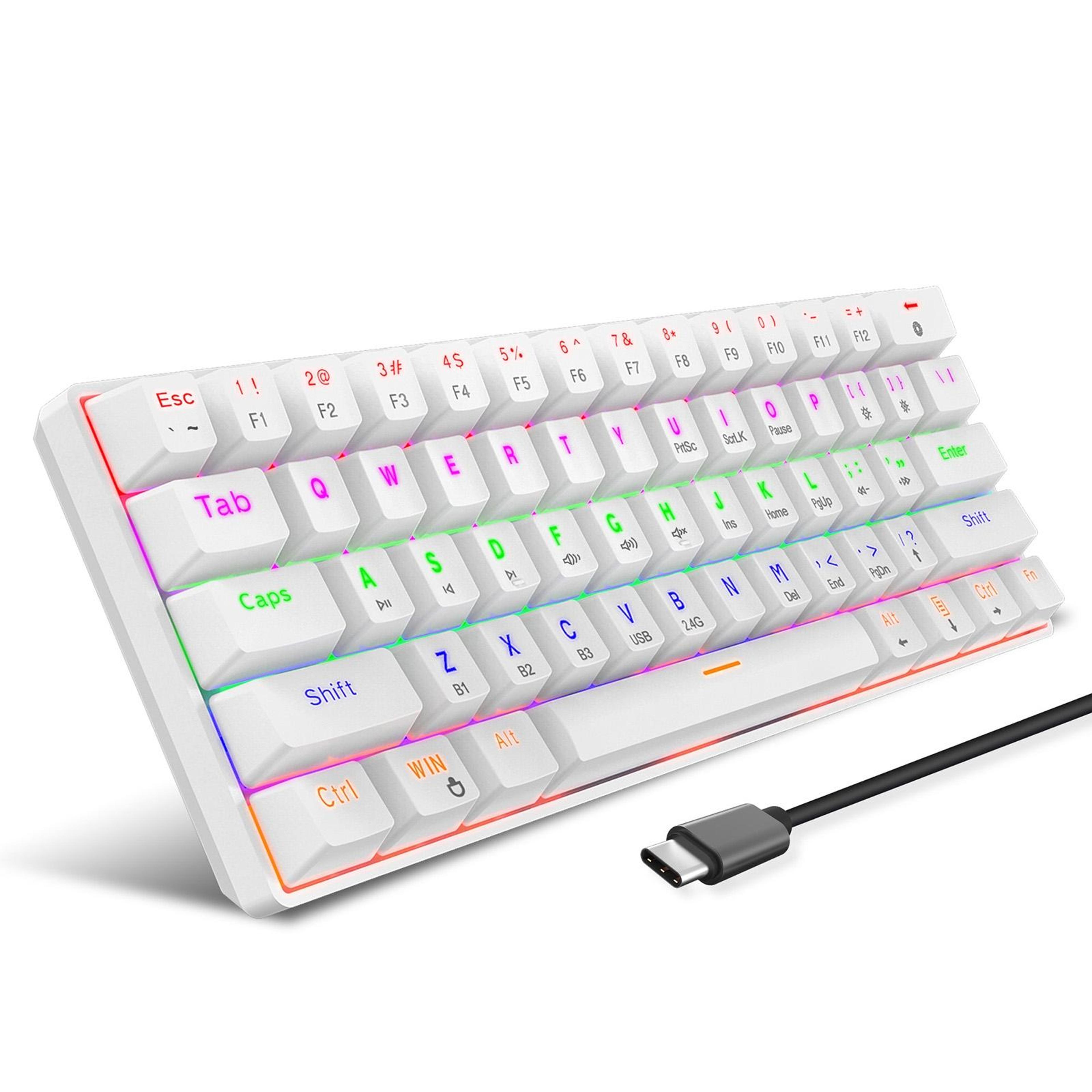 hxsj l800 wireless mechanical keyboard 61 keys tri mode bluetooth keyboard with blue switches