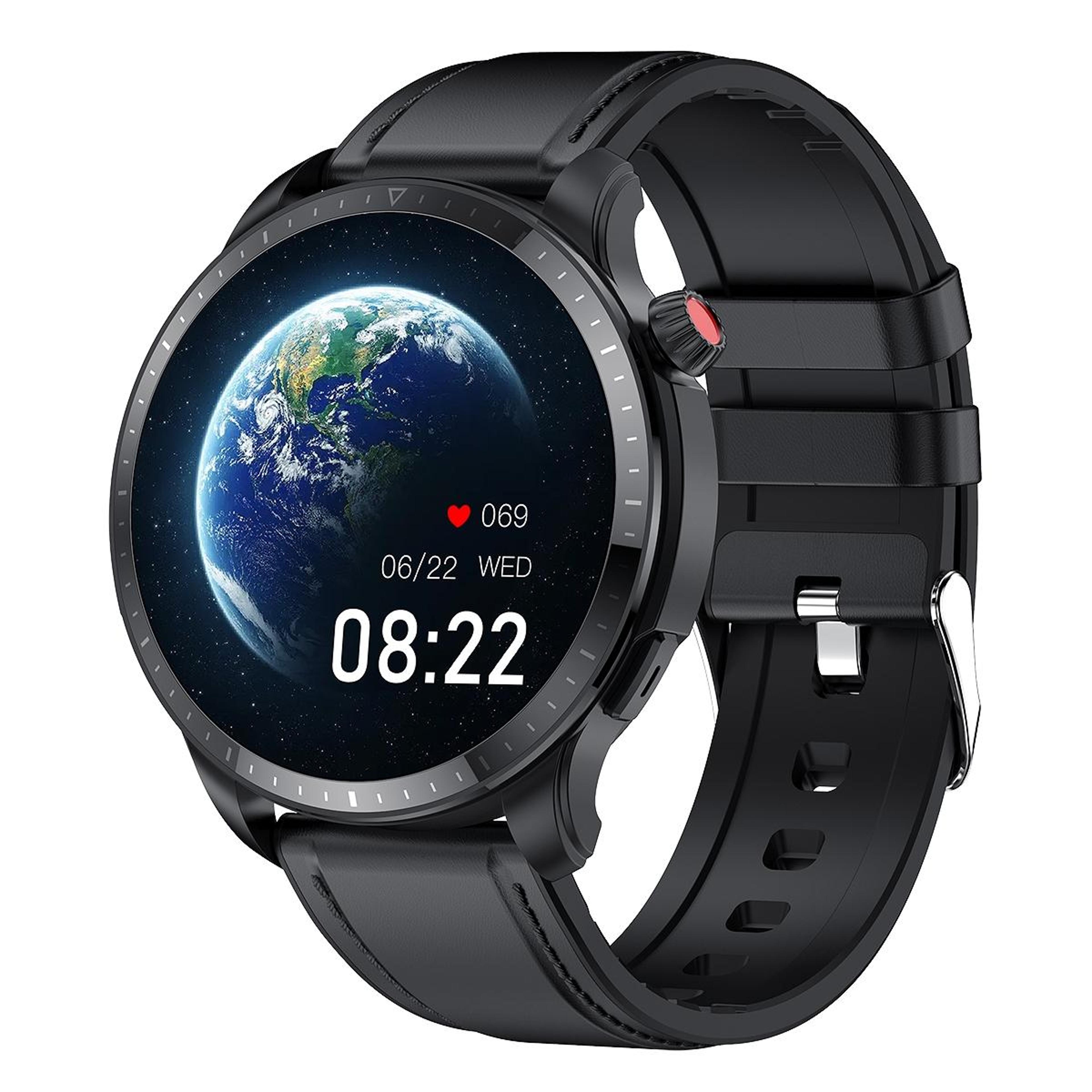 t52 bluetooth calling smart watch with health monitoring ip67 waterproof leather band